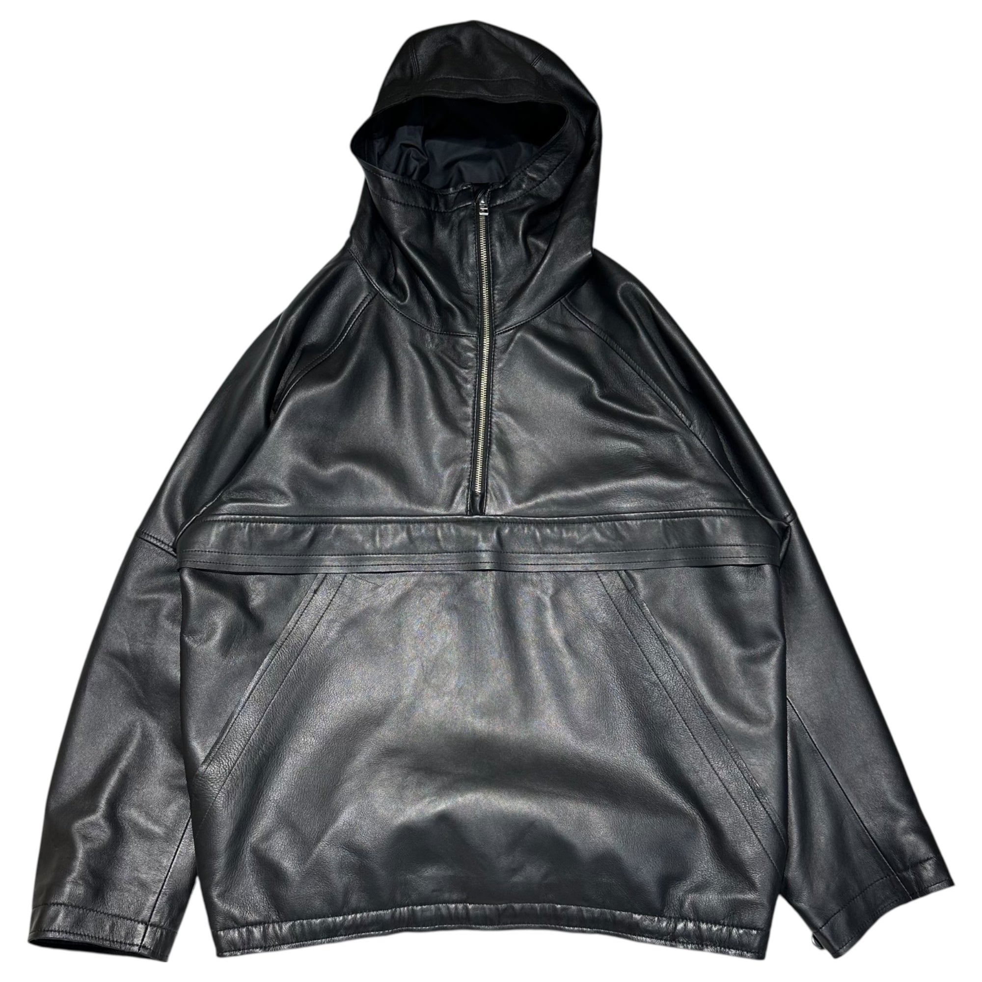 SandWaterr×CCU(サンドウォーター×シーシーユー) ORGANIZED HOODED PULLOVER / SHEEP LEATHER オーガナイズド フーデッド プルオーバー シープ レザー SW-J0303 M ブラック 参考定価99,000円