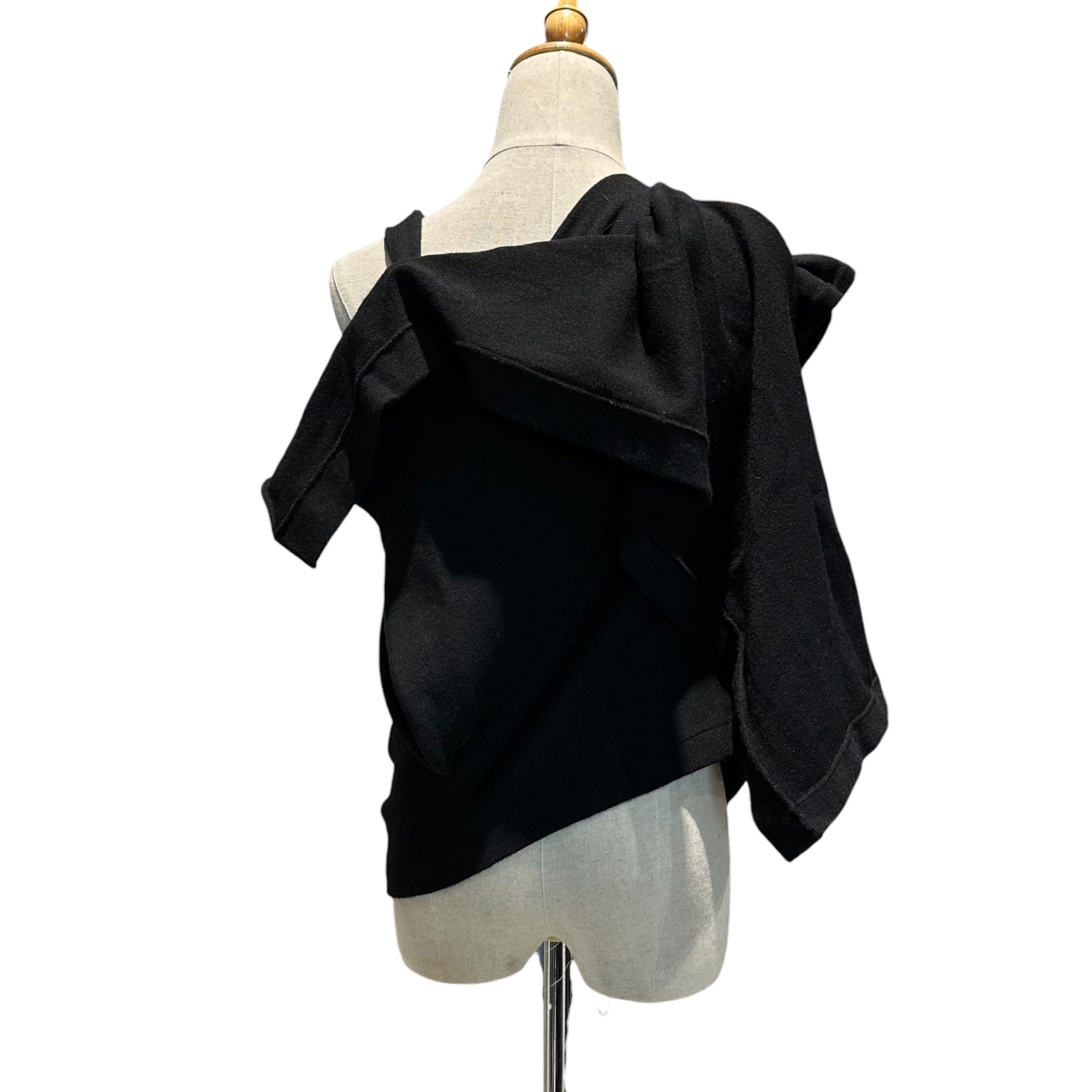 YOHJI YAMAMOTO(ヨウジヤマモト) 98AW Asymmetrical Deformed Knit Sleeveless Dress アシンメトリー 変形 ニット ノースリーブ ワンピース FY-B18-961 S ブラック 90's 90年代 ヴィンテージ