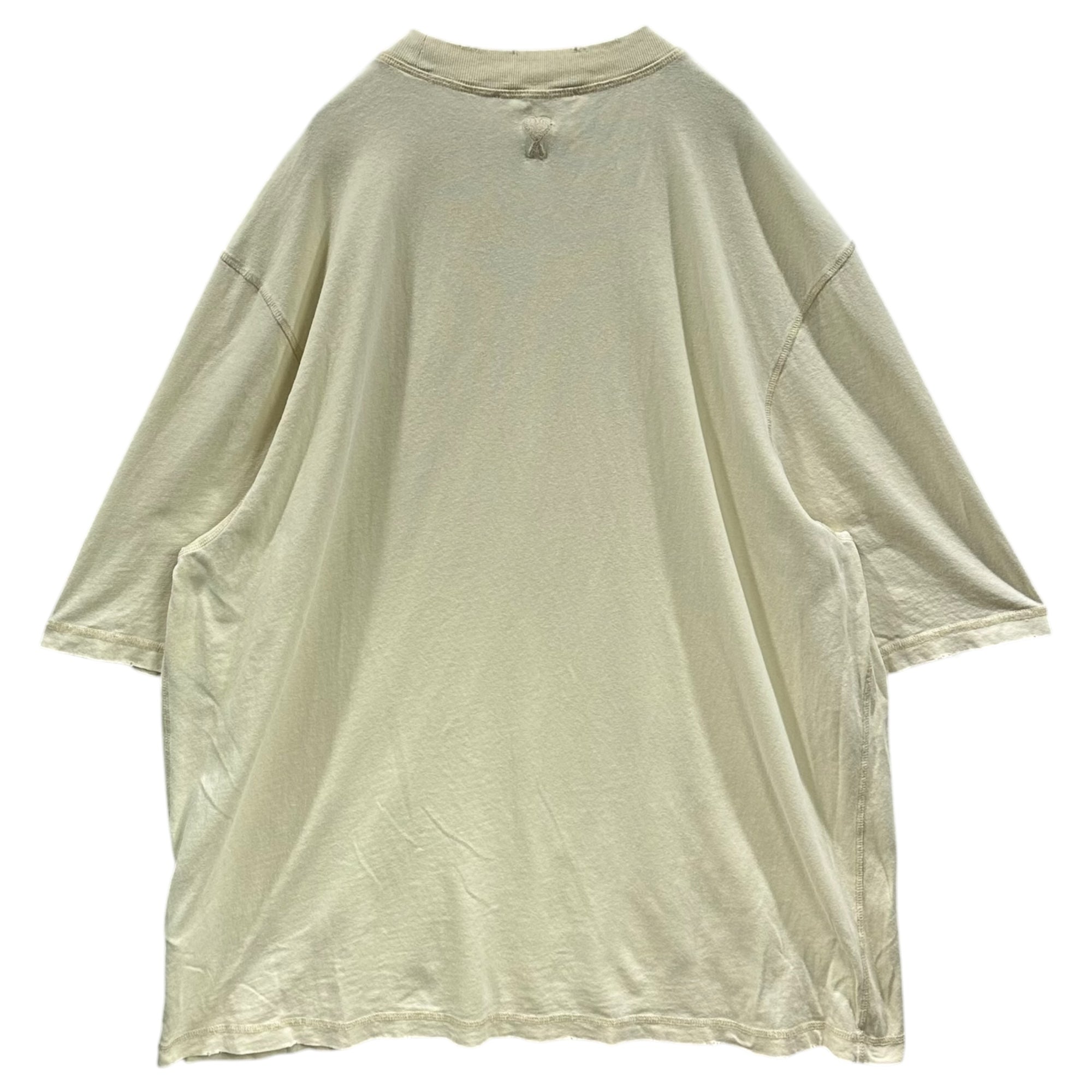 AMI PARIS(アミ パリ) Inside-Out Crew-Neck One-Point T-Shirt インサイド アウト クルーネック ワンポイント Tシャツ M アイボリー