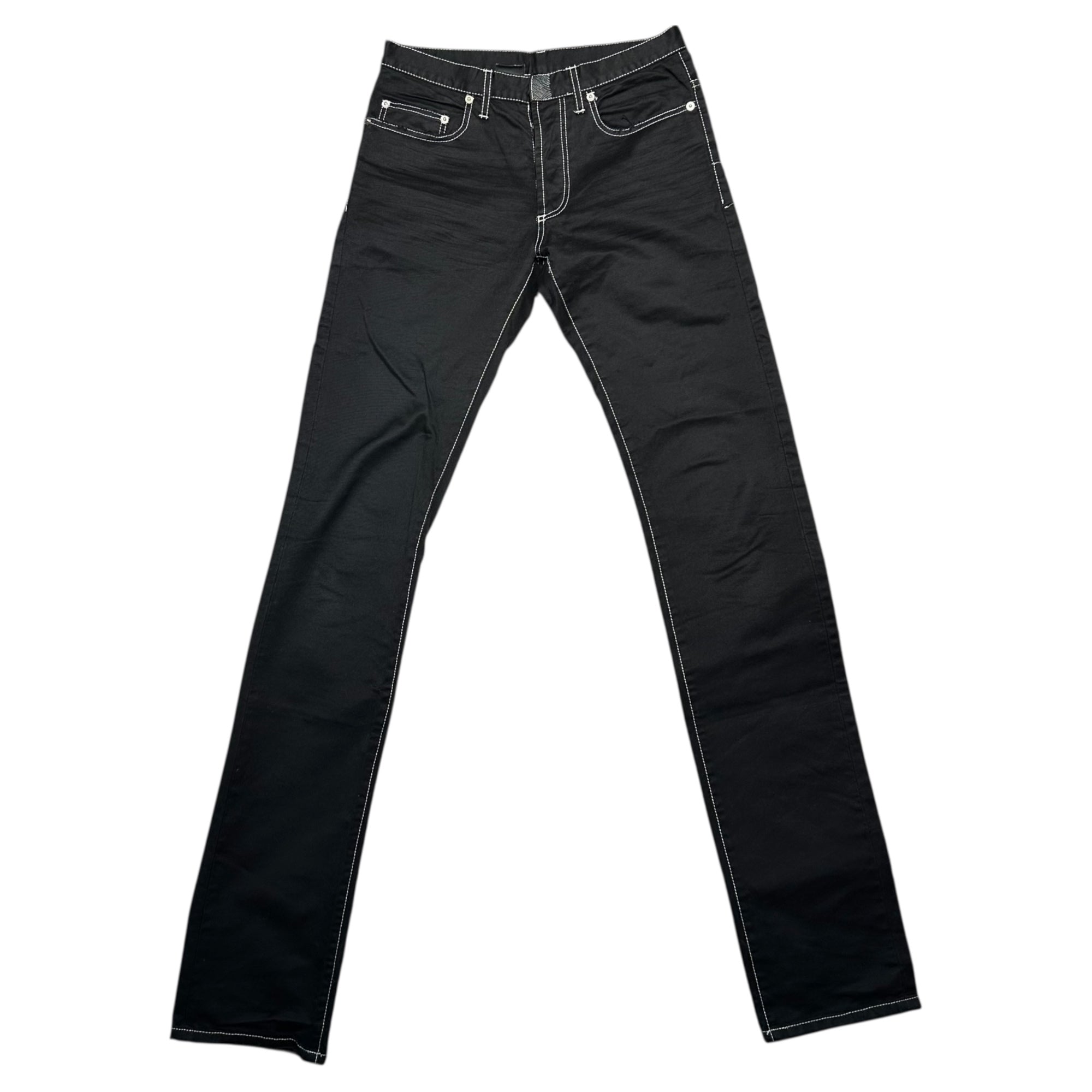 Dior HOMME(ディオールオム) White Stitch Long Skinny Pants ホワイト ステッチ ロング スキニー パンツ 28 ブラック
