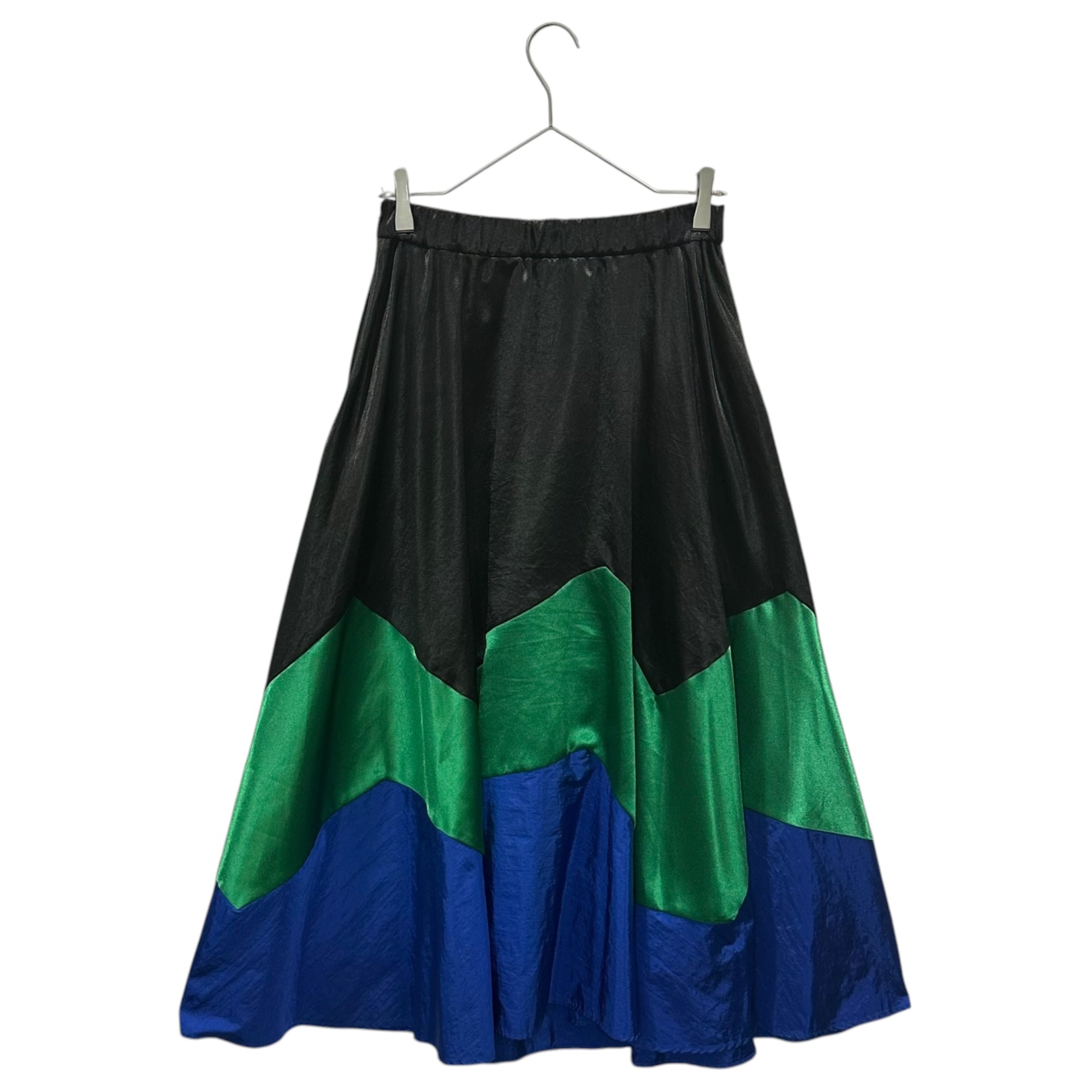 UN3D.(アンスリード) Panel Design Easy Flare Skirt パネル デザイン イージー フレア スカート 521940800301-01 38(M) ブラック×グリーン×ブルー