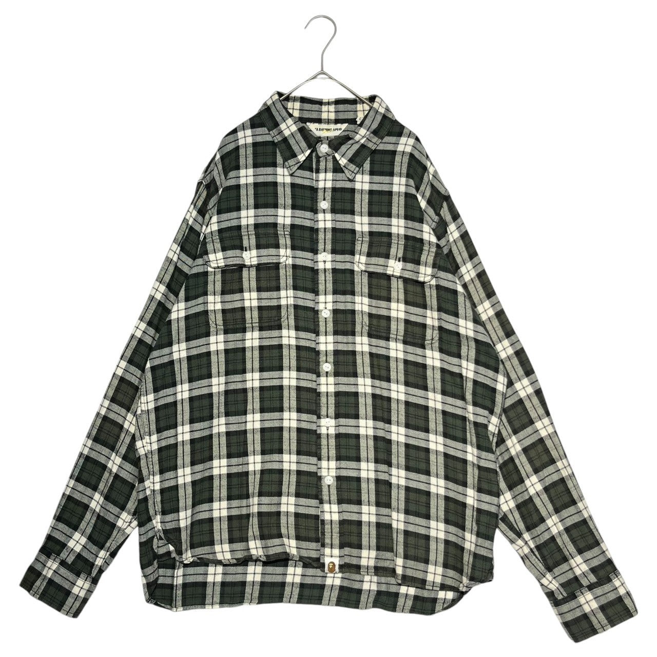 A BATHING APE(アベイシングエイプ) 00's Tartan check flannel shirt タータンチェック フランネル シャツ L グリーン×ホワイト