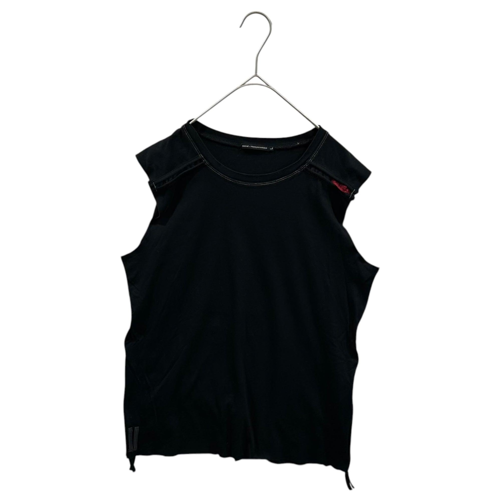 MARITHE FRANCOIS GIRBAUD(マリテフランソワジルボー) 00's Sleeveless Gimmick T-shirt ノースリーブ ギミック Tシャツ M6-6596 L ブラック Y2K