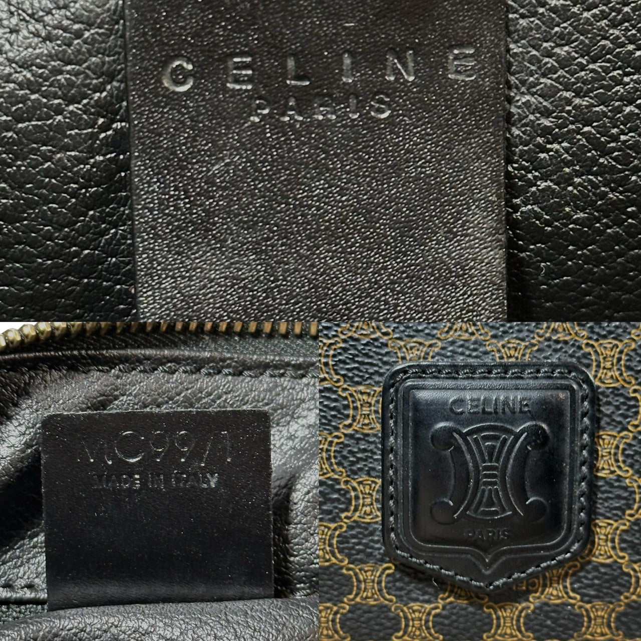 CELINE(セリーヌ) Macadam Pattern Mini Boston Bag マカダム柄 ミニ ボストン バッグ MC99/1 ブラック×ブラウン OLD オールド ハンド