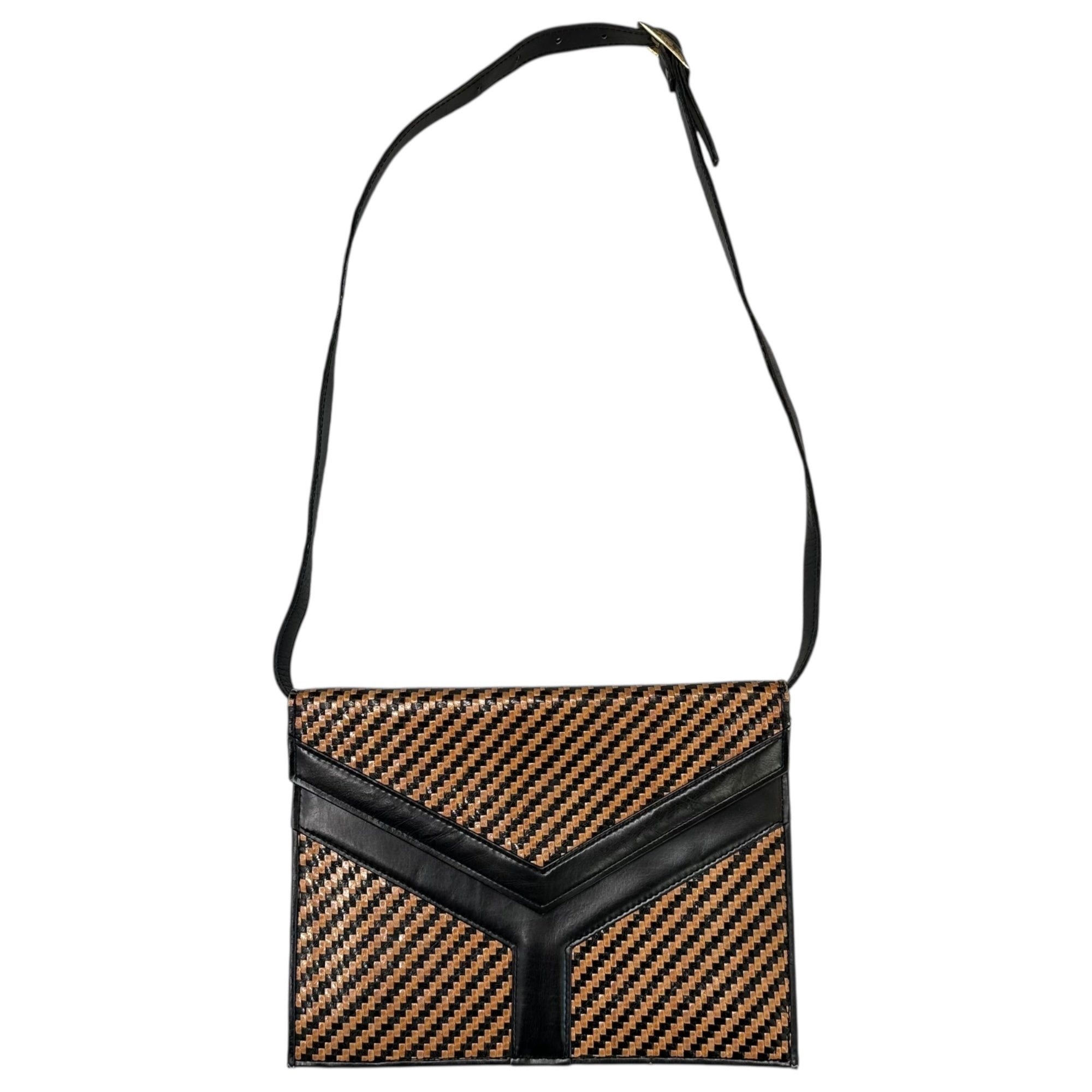 YVES SAINT LAURENT(イヴサンローラン) Intrecciato Leather Shoulder Bag イントレチャート レザー ショルダー バッグ ブラウン×ブラック ヴィンテージ