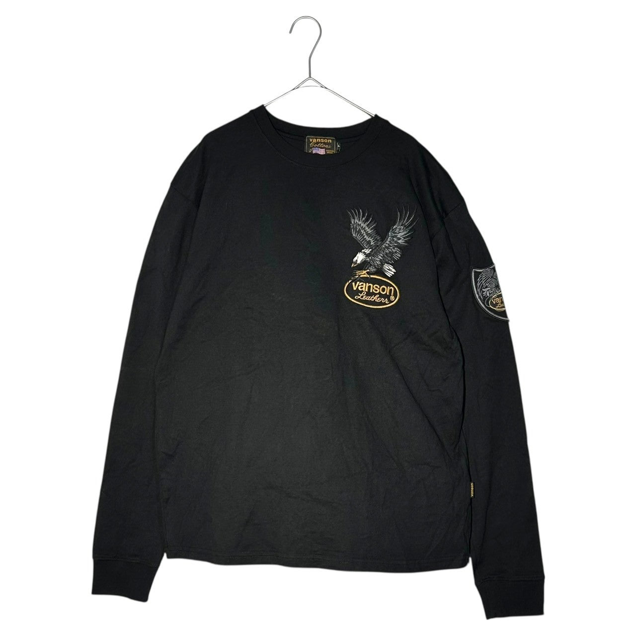 VANSON(バンソン) Eagle Embroidered L/S T-Shirt イーグル 刺繍 長袖 Tシャツ XL ブラック