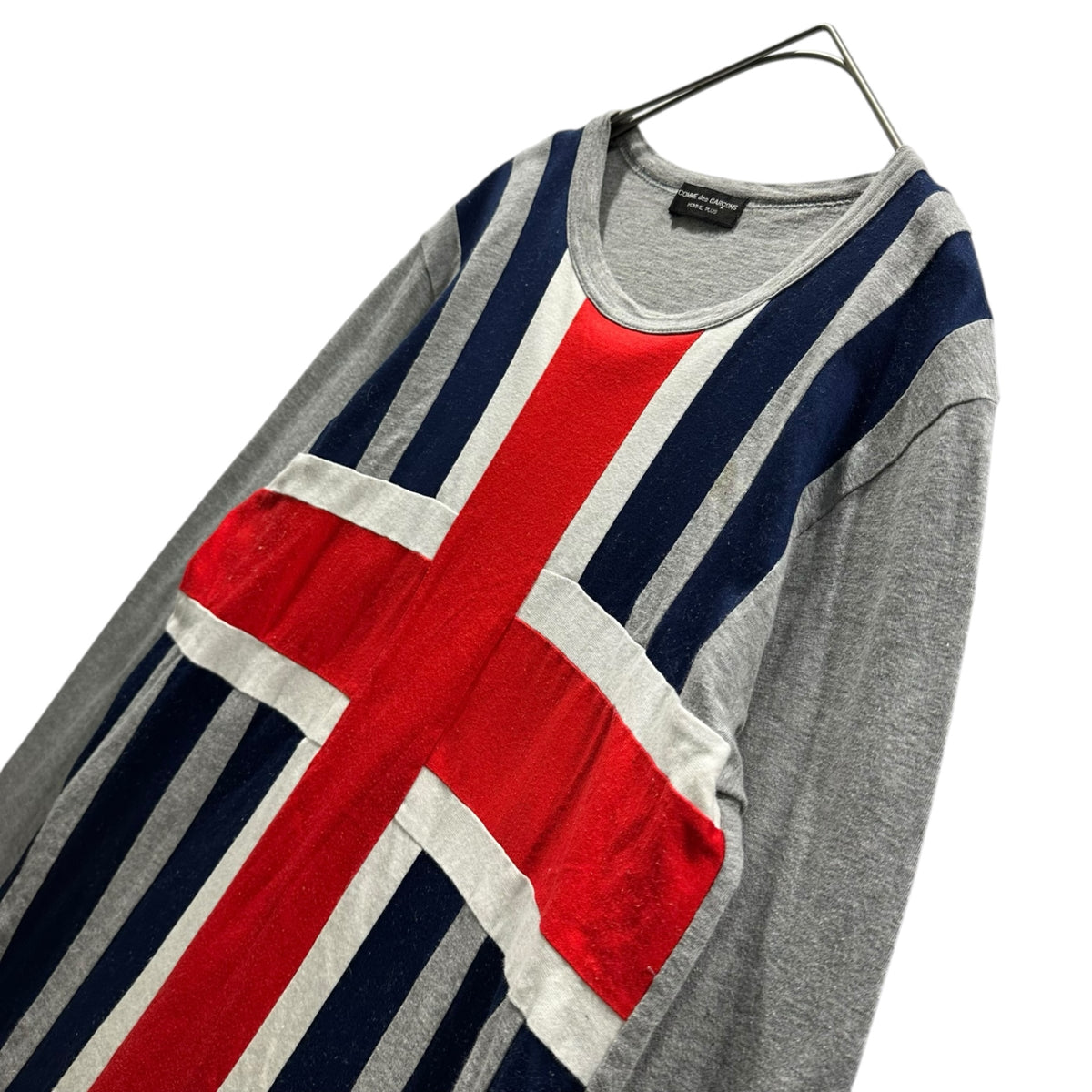 COMME des GARCONS HOMME PLUS(コムデギャルソンオムプリュス) 1997SS Mod Era Union Jack L/S T-Shirt モッズ期 ユニオンジャック 長袖 Tシャツ PT-040060  FREE グレー×ネイビー×レッド×グレー AD1996 90s アーカイブ