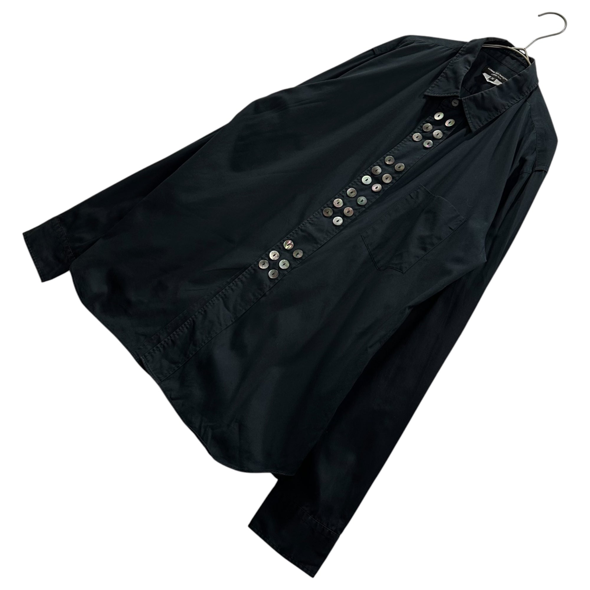 COMME des GARCONS HOMME PLUS(コムデギャルソンオムプリュス) 2015SS Two-button Regular-Collar Cotton L/S Shirt 2連 ボタン レギュラーカラー コットン 長袖 シャツ PO-B025 M ブラック AD2014 平和の軍隊
