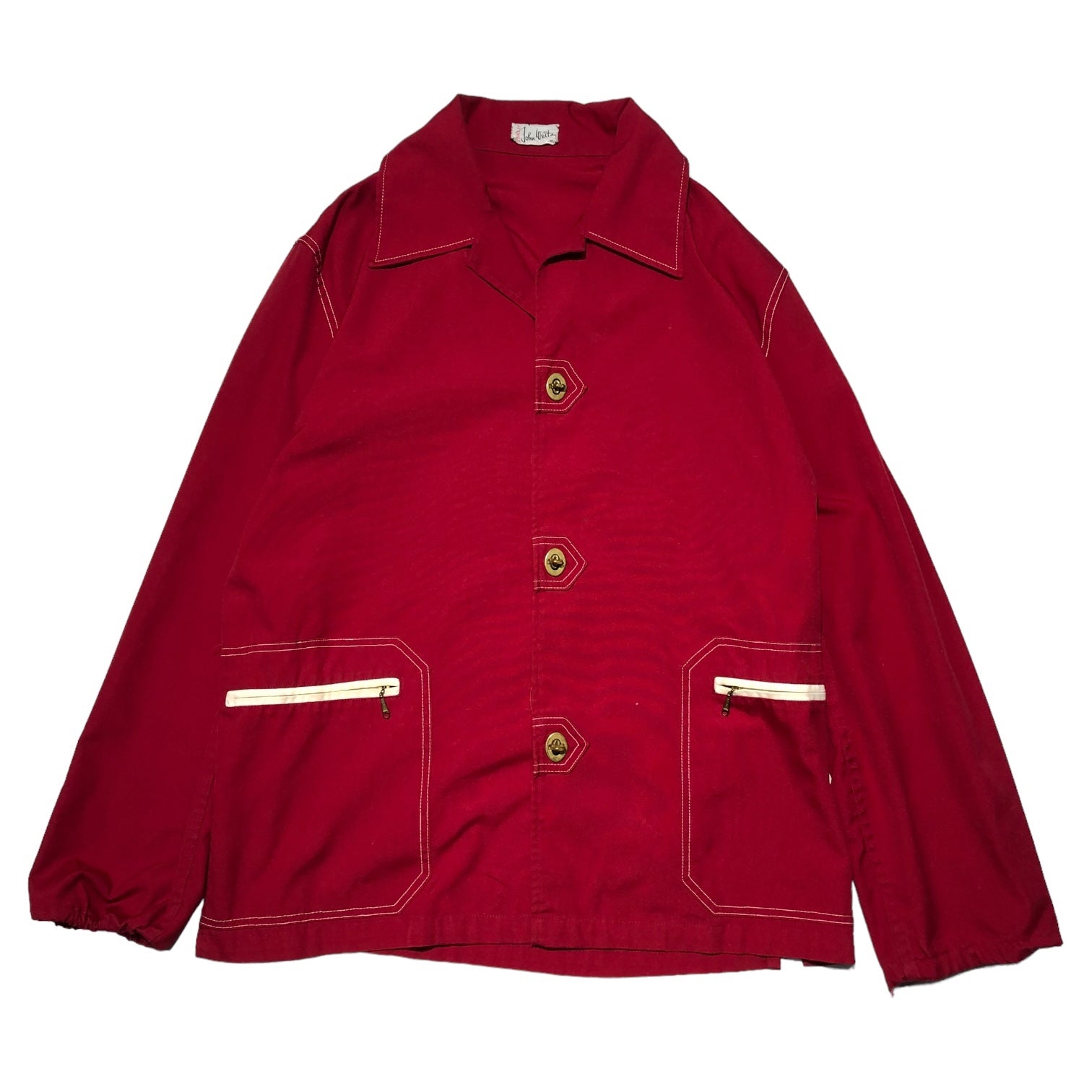 John Weitz(ジョンワイツ) 70’s stitch turnlock button jacket ステッチ ターンロック ボタン ジャケット XL レッド 70年代 Robinson's CALIFORNIA ヴィンテージ