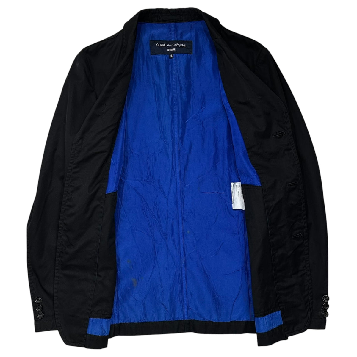 COMME des GARCONS HOMME(コムデギャルソンオム) 2009SS Cotton 3B Jacket コットン 3B テーラード ジャケット HC-J019 SS ブラック×ブルー AD2008