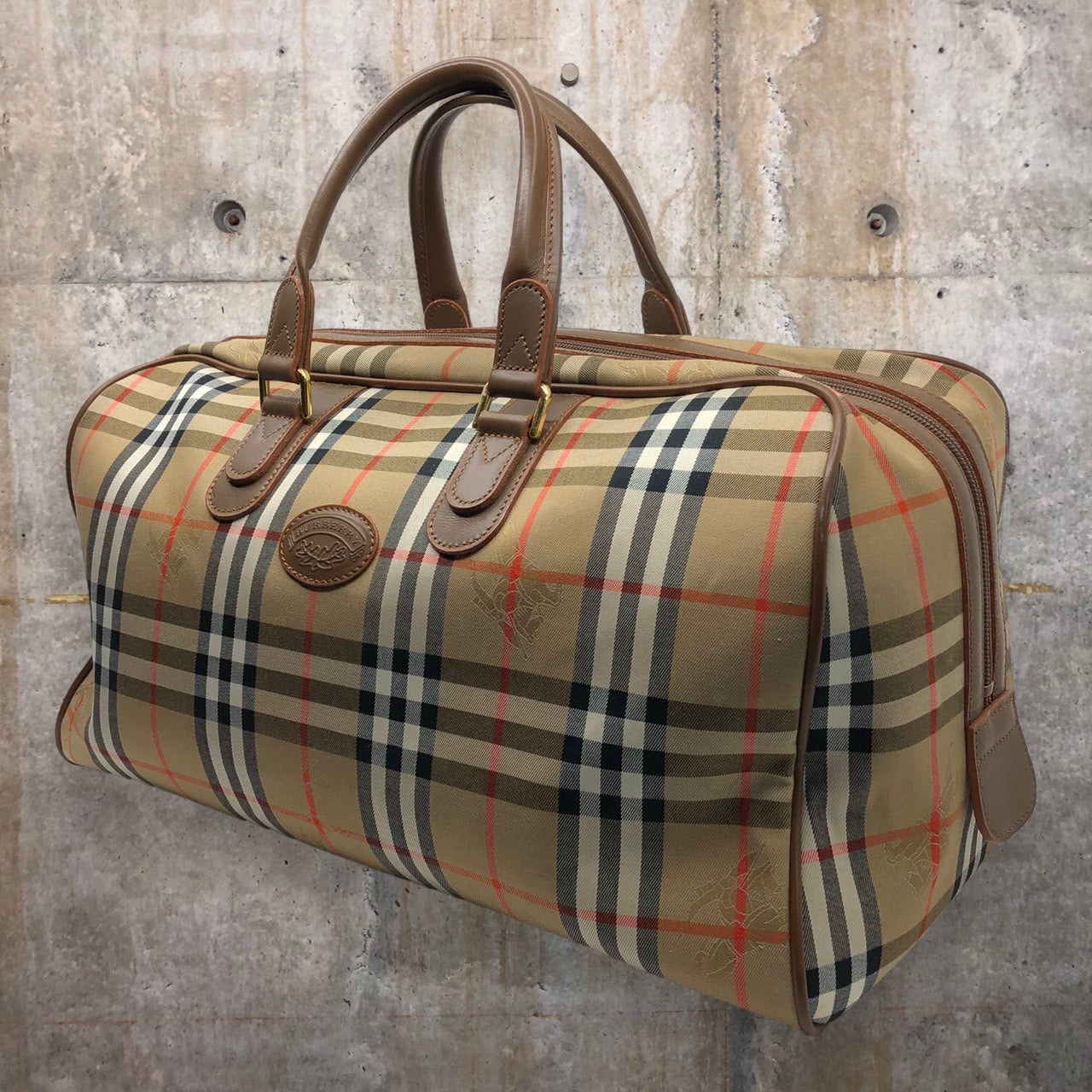 BURBERRY(バーバリー) ロゴノヴァチェックボストンバッグ/旅行鞄 ベージュ 鍵付き