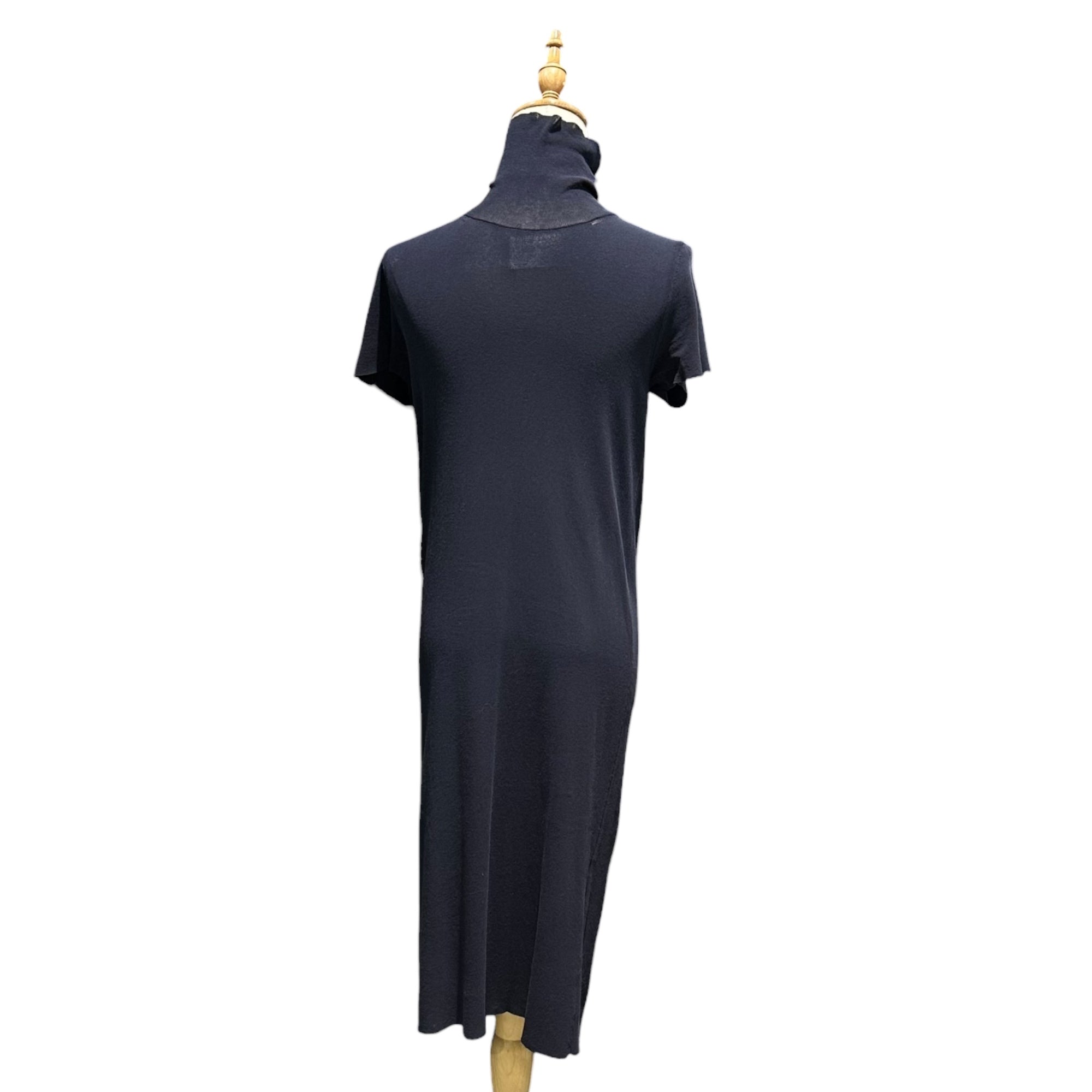 YOHJI YAMAMOTO(ヨウジヤマモト) Cotton High-Gauge Knit Turtleneck S/S Dress コットン ハイゲージ ニット タートルネック 半袖 ワンピース 2 ネイビー