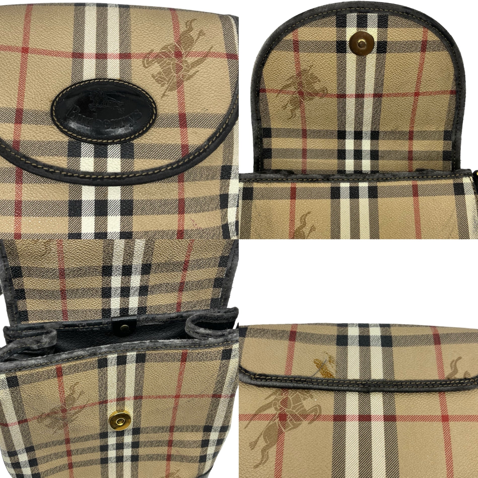 Burberrys(バーバリーズ) Nova check leather shoulder bag ノバチェック レザー ショルダー バッグ ベージュ×ブラウン ヴィンテージ OLD