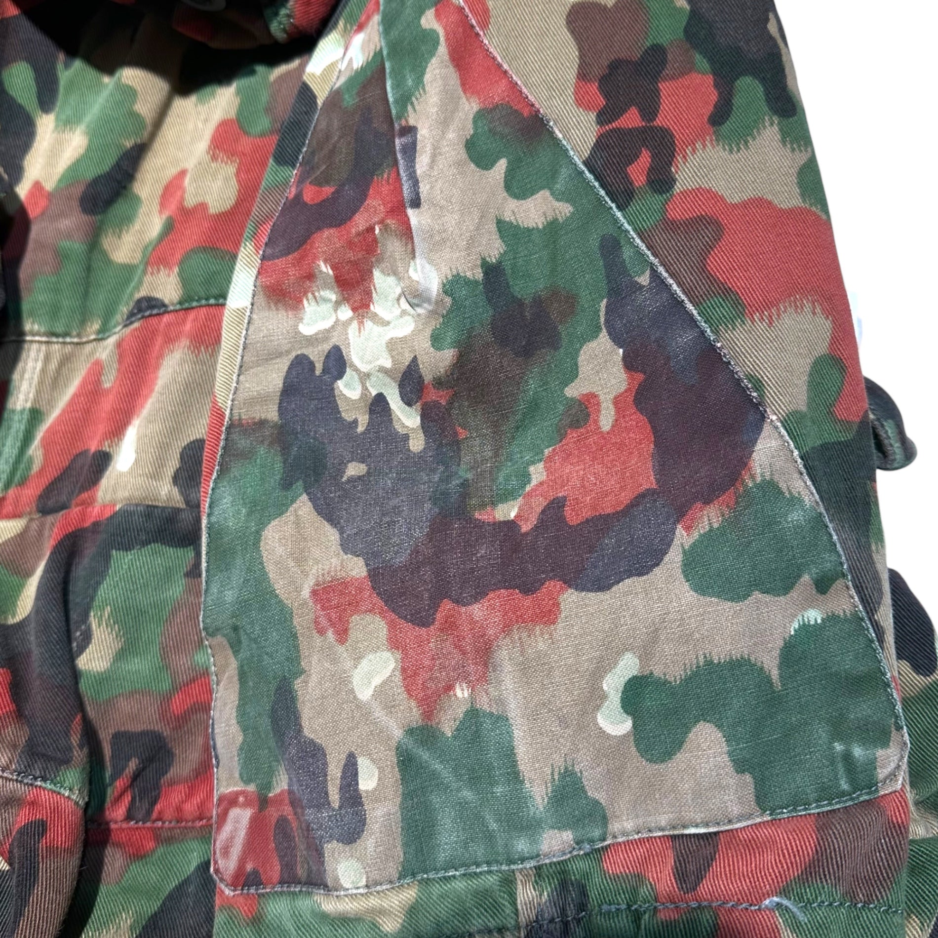 SWISS MILITARY(スイス軍) M-60 Alpenkamo Field Jacket アルペンカモ フィールド ジャケット 52(L相当) カーキ×レッド ヴィンテージ マウンテン パーカー