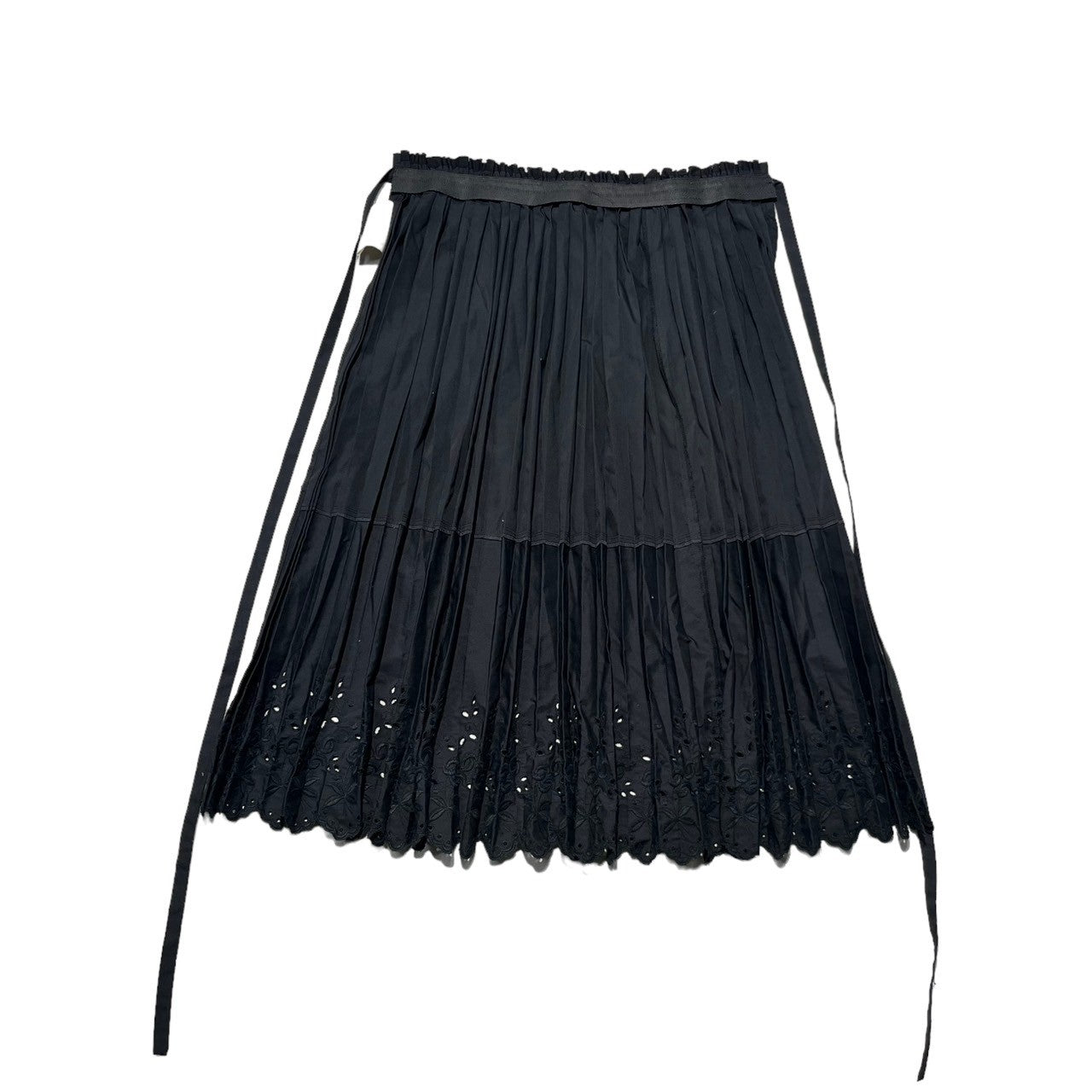 COMME des GARCONS(コムデギャルソン) 02SS Hem cutwork pleated long skirt 裾カットワーク プリーツ ロングスカート GE-S012 FREE ブラック AD2001