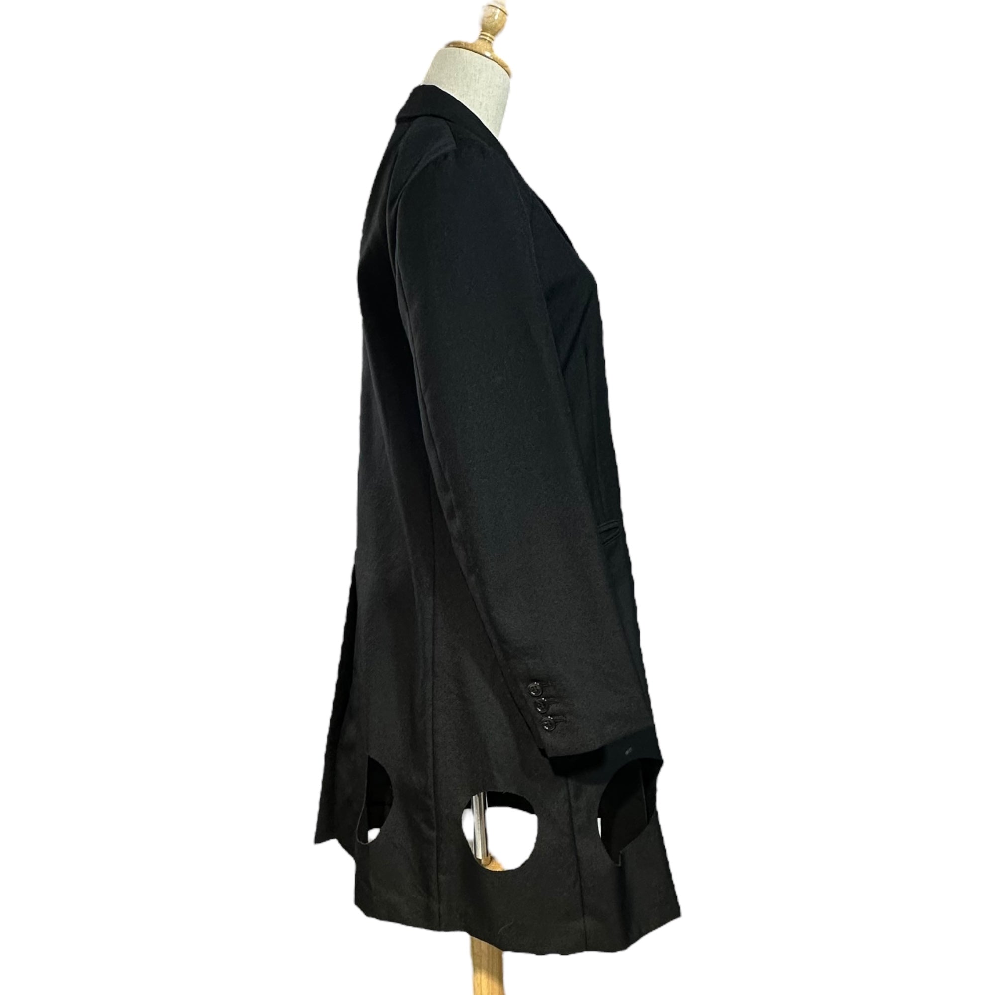 BLACK COMME des GARCONS(ブラックコムデギャルソン) 19SS Hem with Eyelet Details Long Jacket 裾 穴加工 ロング ジャケット 1C-J010 M ブラック AD2018