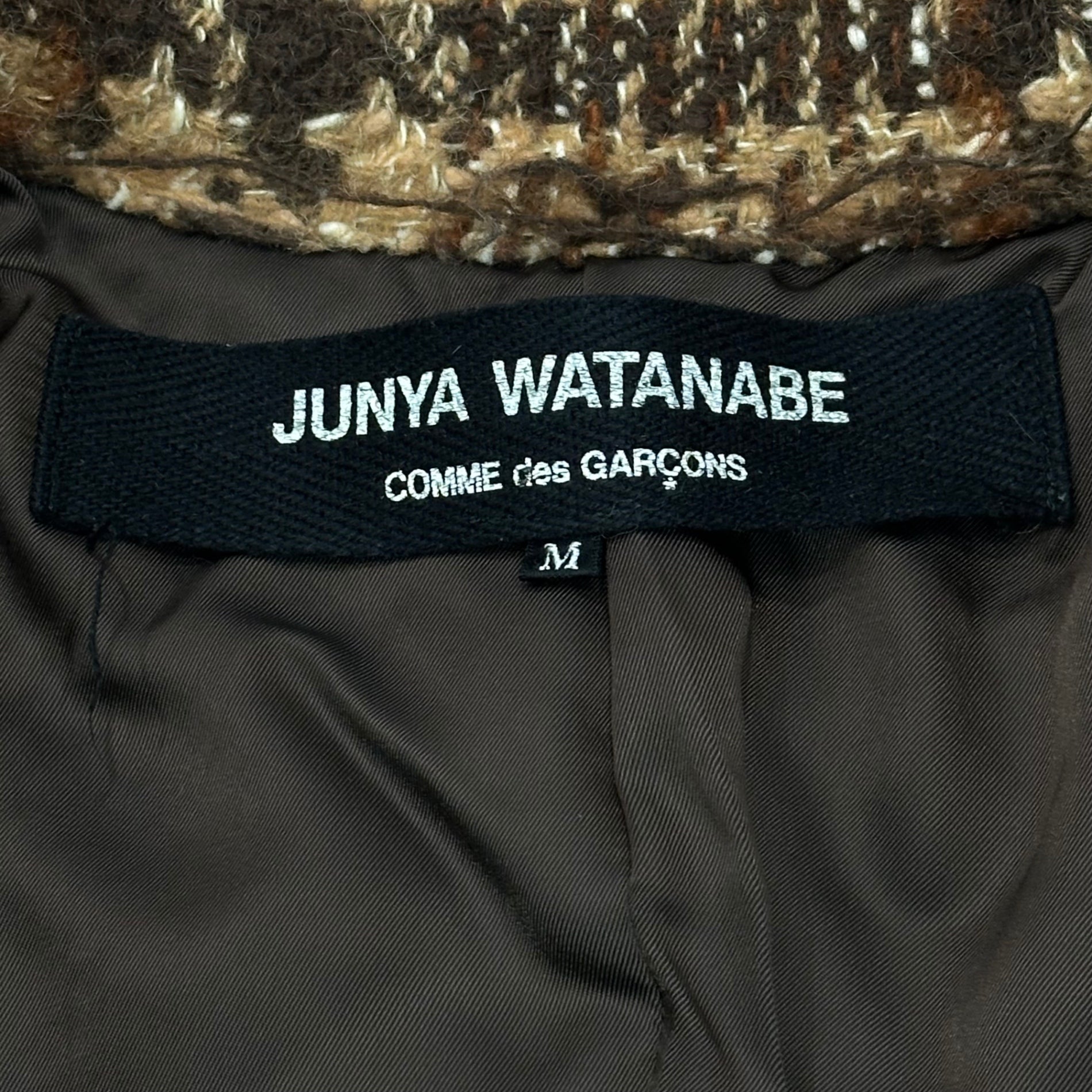 JUNYA WATANABE COMME des GARCONS(ジュンヤワタナベコムデギャルソン) 03AW Frayed-edge Wool Tweed Short Jacket ほつれ加工 ウール ツイード ショートレングス ジャケット  JK-J005 M ブラウン AD2003 アーカイブ