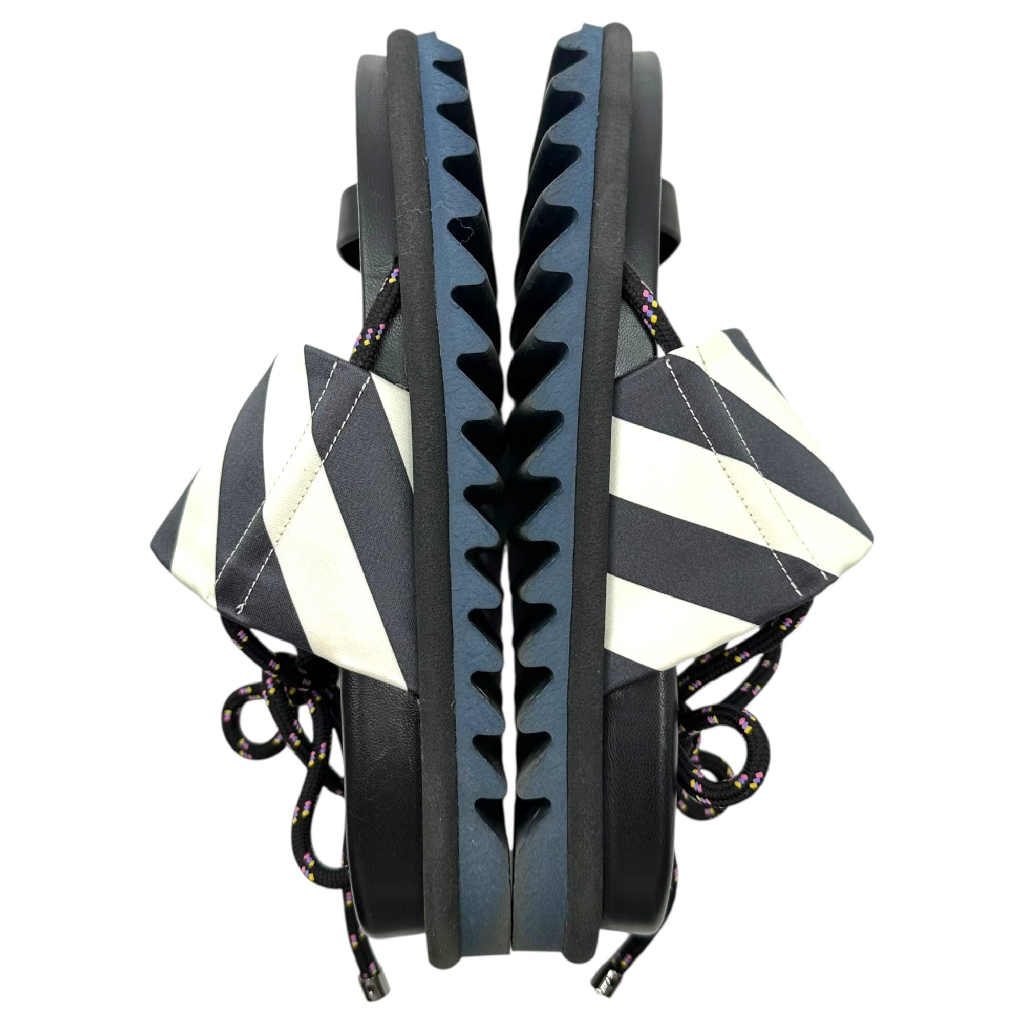 DRIES VAN NOTEN(ドリスヴァンノッテン) Heel Lace-Up Stripe Shark Sole Sports Sandal ヒール レースアップ ストライプ シャークソール スポーツ サンダル WS25/234 37(23.5cm程度) ブラック×ホワイト×ネイビー