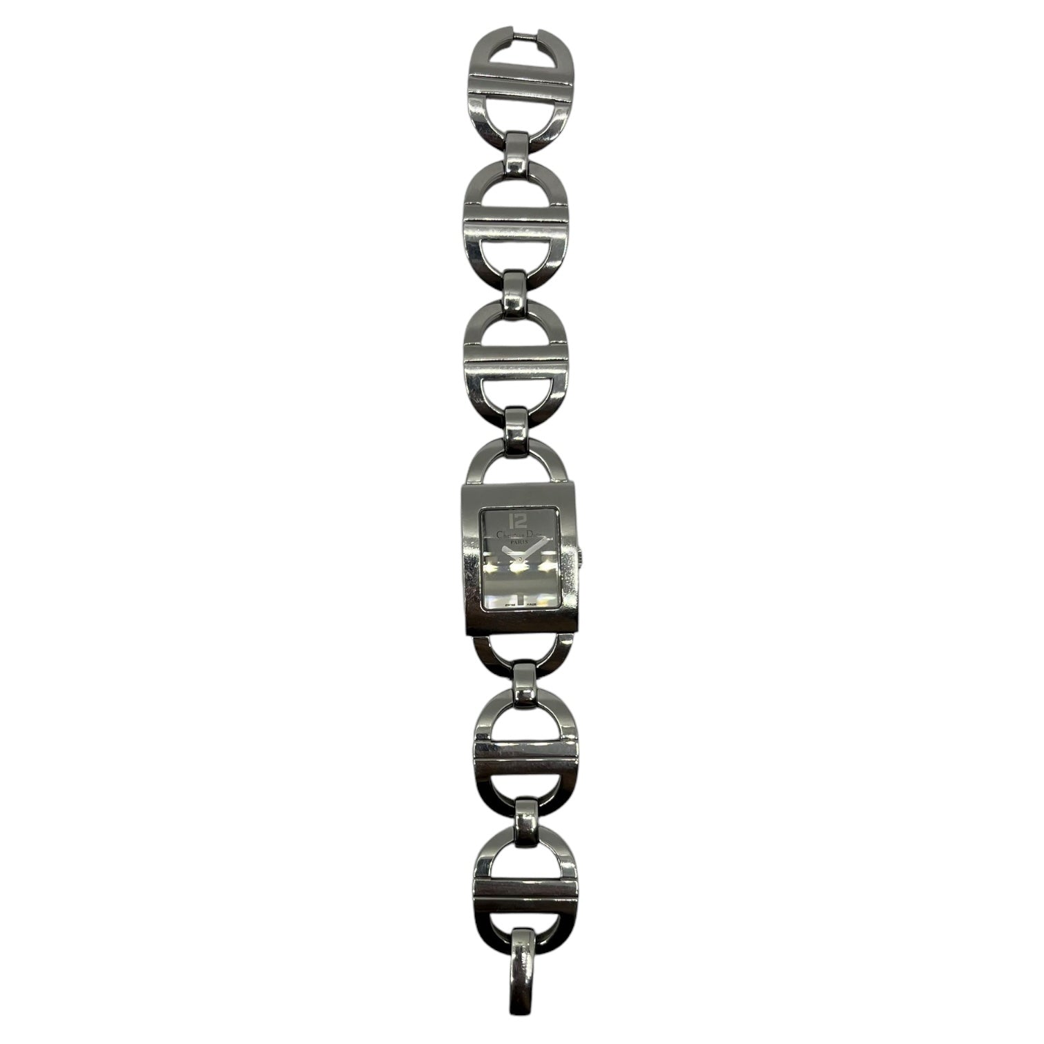 Christian Dior(クリスチャンディオール) CD chain belt watch ロゴ ベルト 腕時計 D78-109 シルバー 1コマ/替レザーベルト付