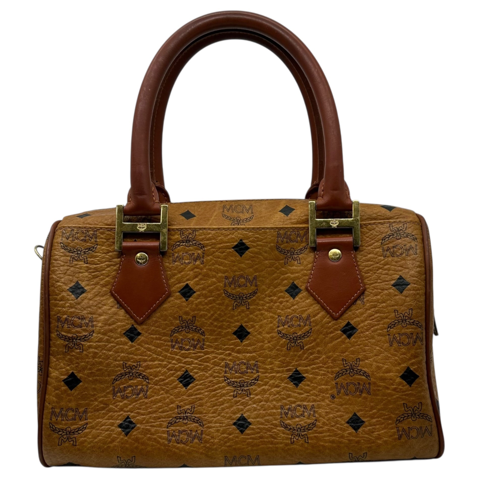 MCM(エムシーエム) Monogram Mini Boston Bag モノグラム ミニ ボストン バッグ ブラウン ハンド