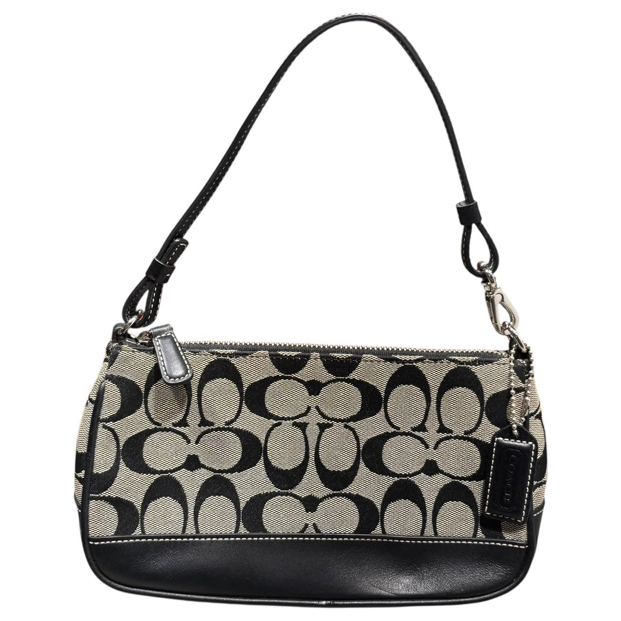 COACH(コーチ) Signature Canvas Accessory Pouch シグネチャー キャンバス アクセサリー ポーチ 6094 ブラック×グレー ワンショルダー ミニ バッグ