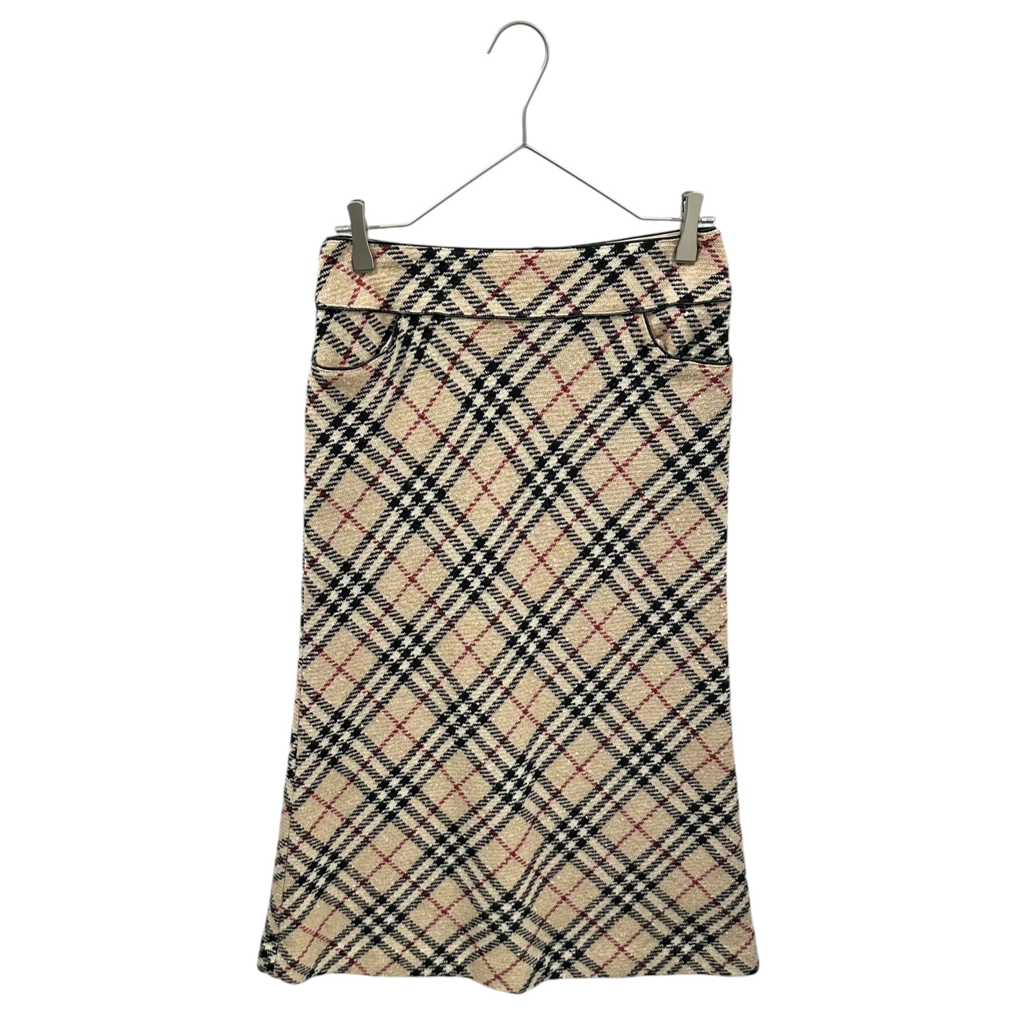 BURBERRY LONDON(バーバリーロンドン) Old Nova Check Wool Long Skirt オールド ノヴァ チェック ウール ロング スカート FX036-090 38(M) ベージュ×ブラック×レッド