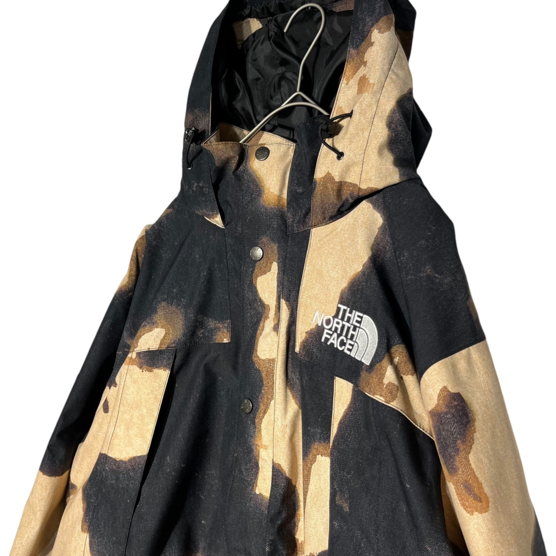 SUPREME×THE NORTH FACE(シュプリーム×ノースフェイス) 21AW Bleached Denim Print Mountain  Jacket ブリーチド デニム マウンテン ジャケット NP52100I XL ブラック×ブラウン マウンテンパーカー