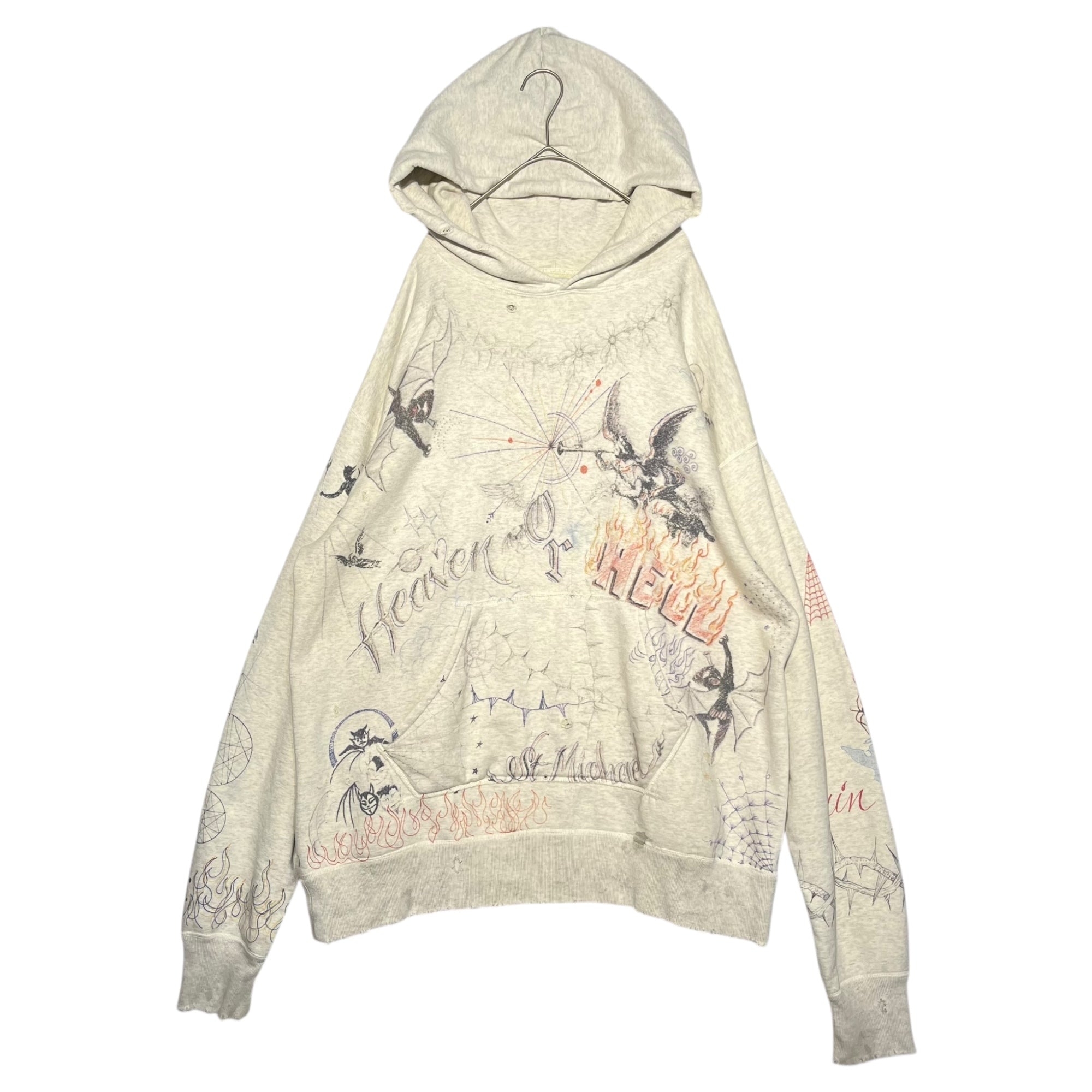 SAINT MICHAEL(セントマイケル) 21AW HOODIE_DR.WOO フーディー ダクターウー SM-A21-0000-056 XL ライトグレー プルオーバー パーカー 落書き グラフィック