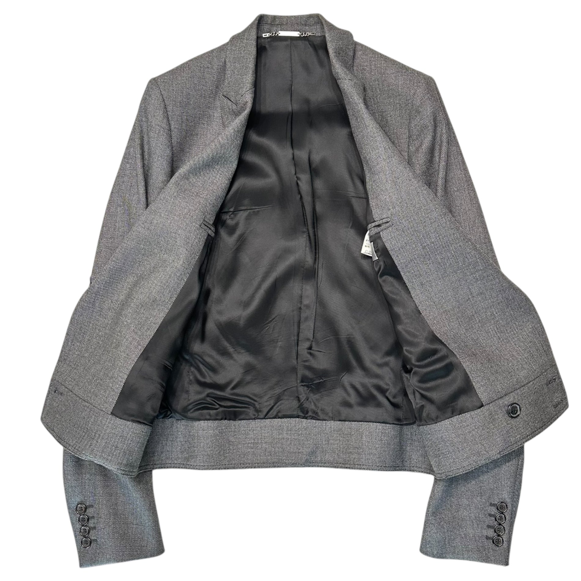 Dior HOMME(ディオールオム) 04AW by Hedi Slimane victim期 Rider's Belted Tailored Jacket ライダース ベルテッド テーラード ジャケット 4HH1020422 44 グレー×ブラック アーカイブ エディ期 コレクションランウェイ着用品 稀少品