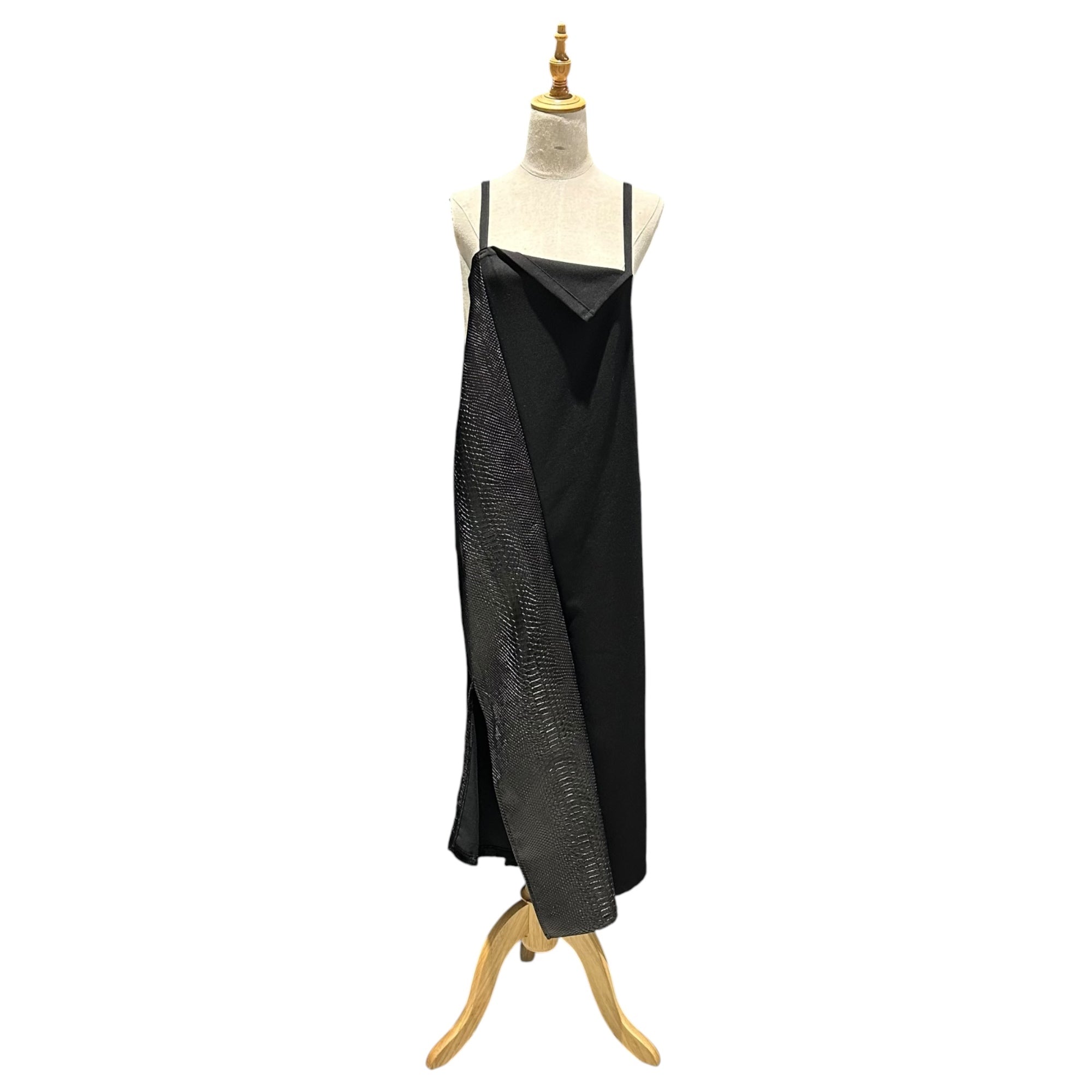JUNYA WATANABE(ジュンヤワタナベ) 25AW Camisole, Crocodile Eco-Leather Overalls キャミソール クロコ エコレザー サロペット JP-O016 XS ブラック AD2025 オールインワン