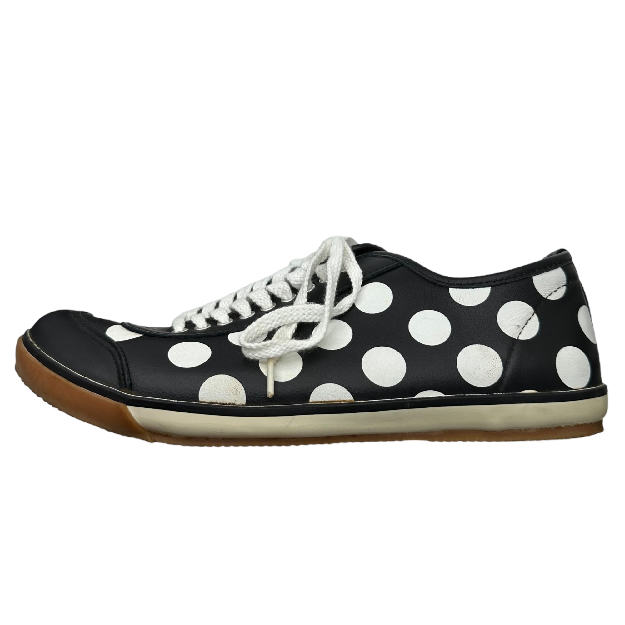 sunao kuwahara(スナオクワハラ) Leather sneakers with dot pattern ドット柄 レザー スニーカー SK83AJ901 L(25.5~26cm程度) ブラック×ホワイト