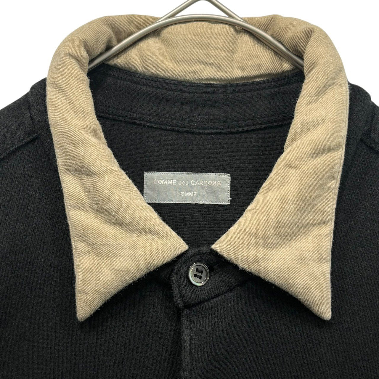 COMME des GARCONS HOMME(コムデギャルソンオム) 96AW Collar-Switch Cotton Sweatshirt Button Shirt Jacket 96AW 襟切替 コットン スウェット ボタン シャツ ジャケット 田中オム HB-040340 FREE ブラック×ベージュ AD1996