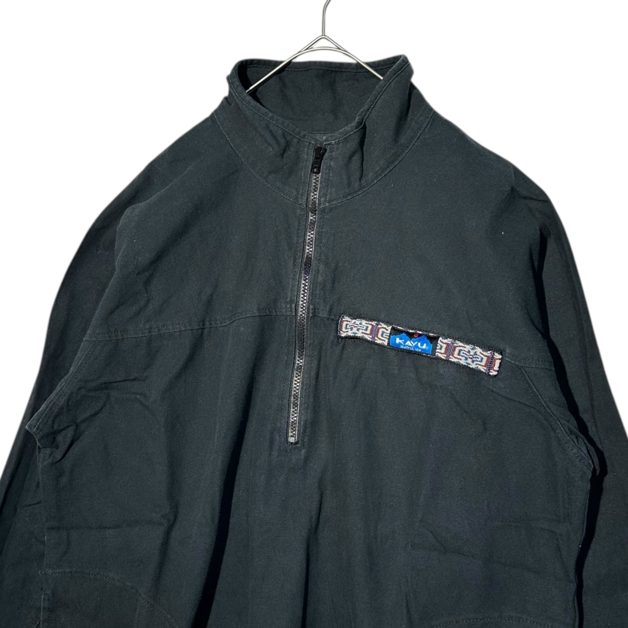 KAVU(カブー) USA made Cotton Half-Zip Pullover Jacket コットン ハーフジップ プルオーバー ジャケット S ブラック アウトドア USA製