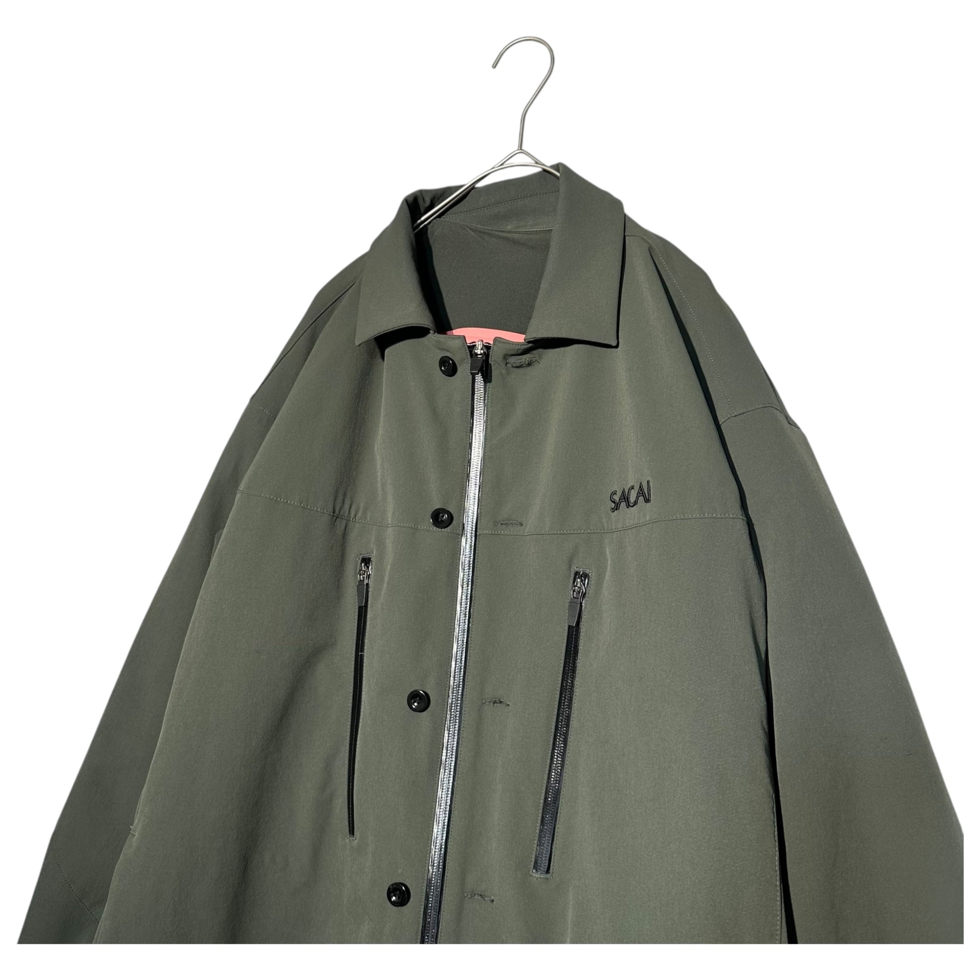 sacai(サカイ) 23AW Nylon Stretch Water-Repellent L/S Shirt ナイロン ストレッチ 撥水 長袖 シャツ 23-03251M 2(M程度) カーキ