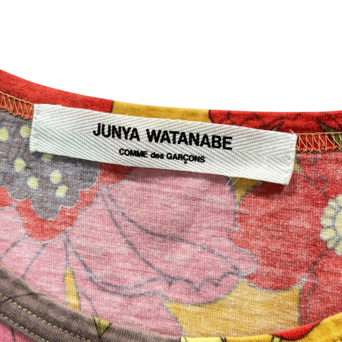 JUNYA WATANABE COMME des GARCONS(ジュンヤワタナベコムデギャルソン) 2002SS ”LOVE IS POWERFUL”  Floral Tank Top フローラル タンクトップ JE-T005 表記無(S程度) ピンク×イエロー AD2001