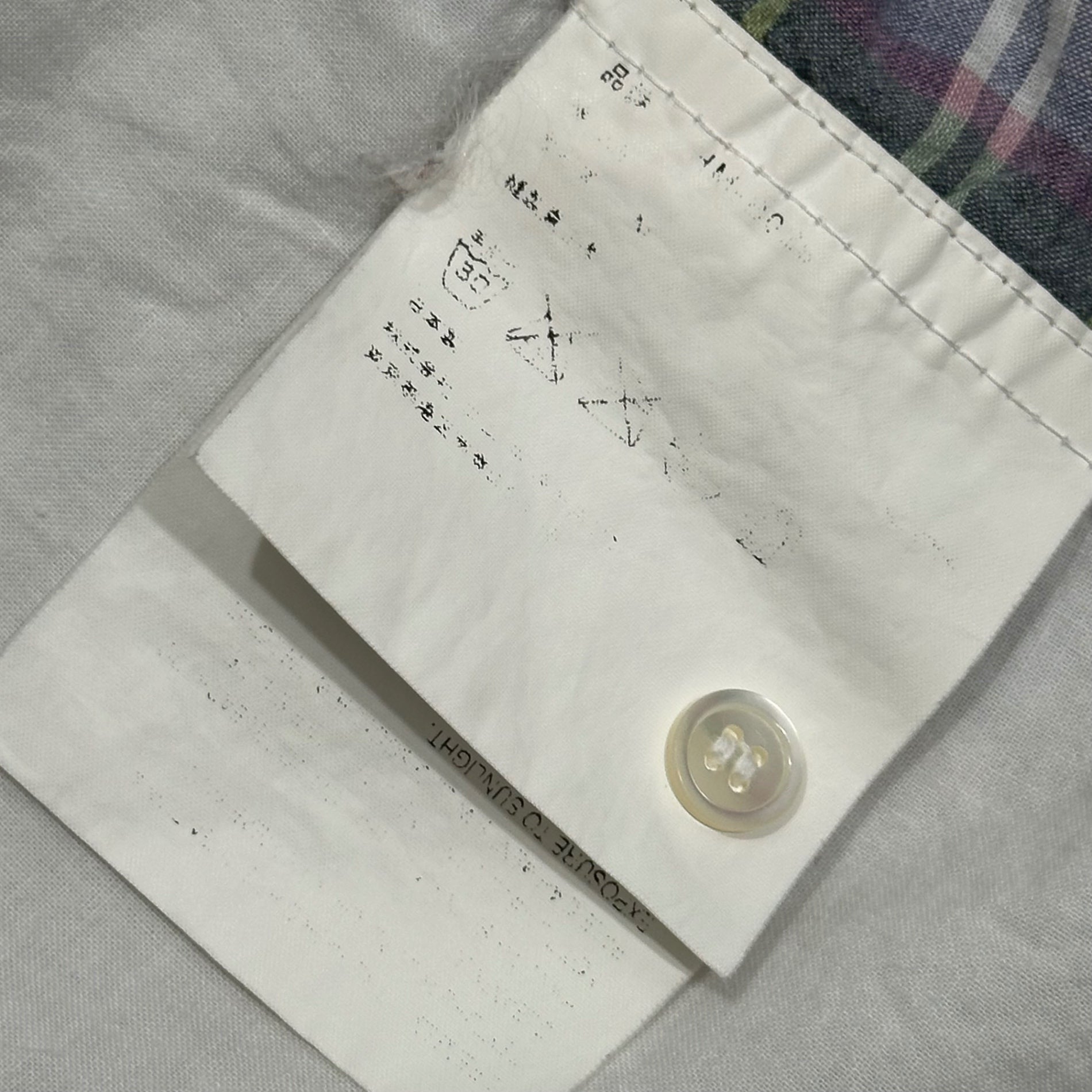 COMME des GARCONS HOMME(コムデギャルソンオム) Check Pattern Cleric Shirt チェック 切替 クレリック 半袖 シャツ M ホワイト×マルチカラー 品質表示タグ印字消え