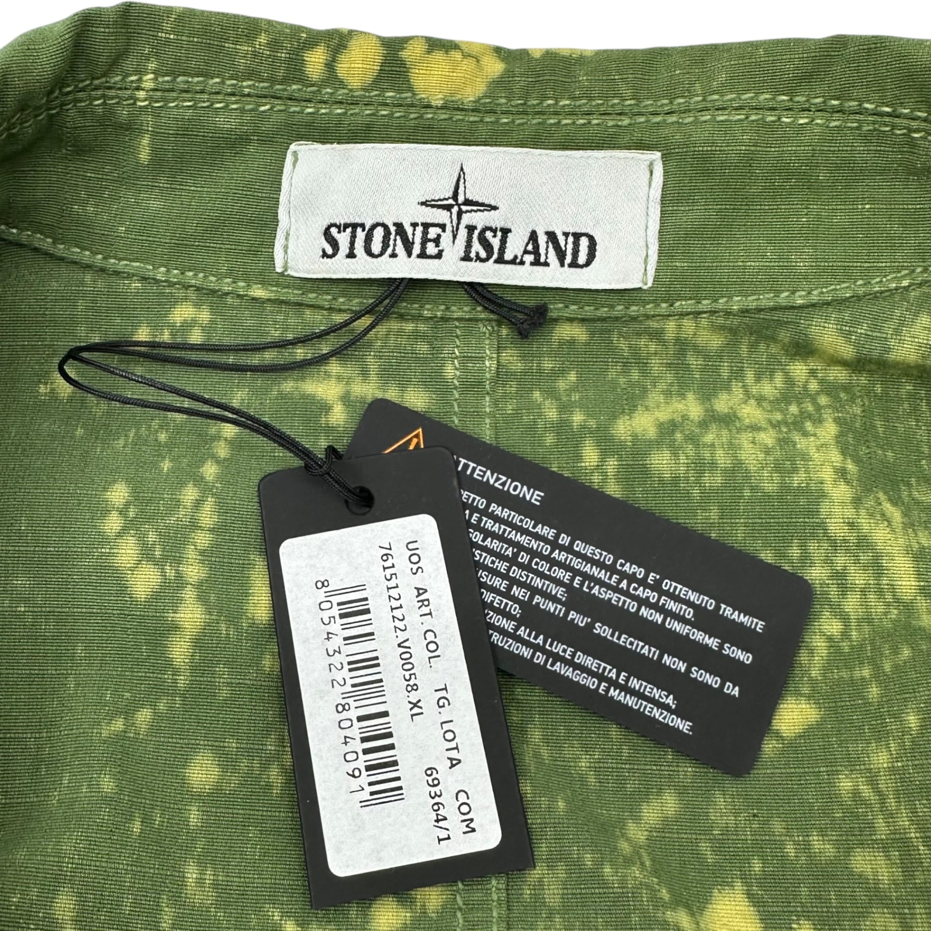 STONE ISLAND(ストーンアイランド) 22SS Green Off-Dyed OVD Camo Overshirt Jacket カモ柄 オーバー シャツ ジャケット 761512122 XL グリーン