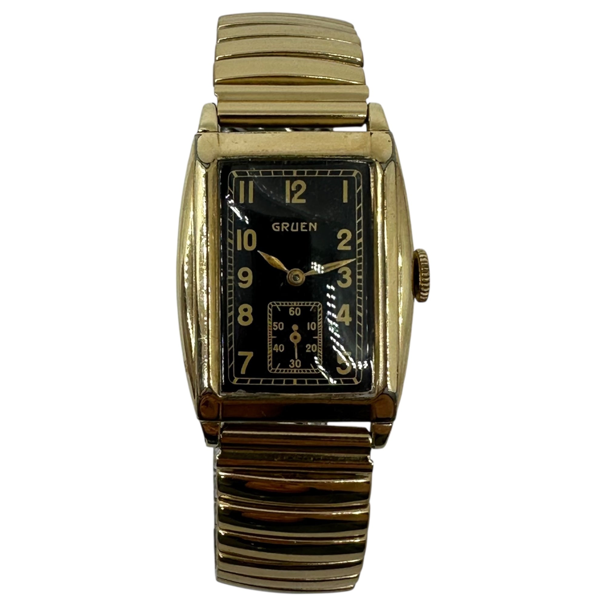 GRUEN(グリュエン) 50's 7 Jewel Rectangular Hand-wound Wrist Watch レクタンギュラー 手巻き 腕時計 ゴールド×シルバー 推定50年代