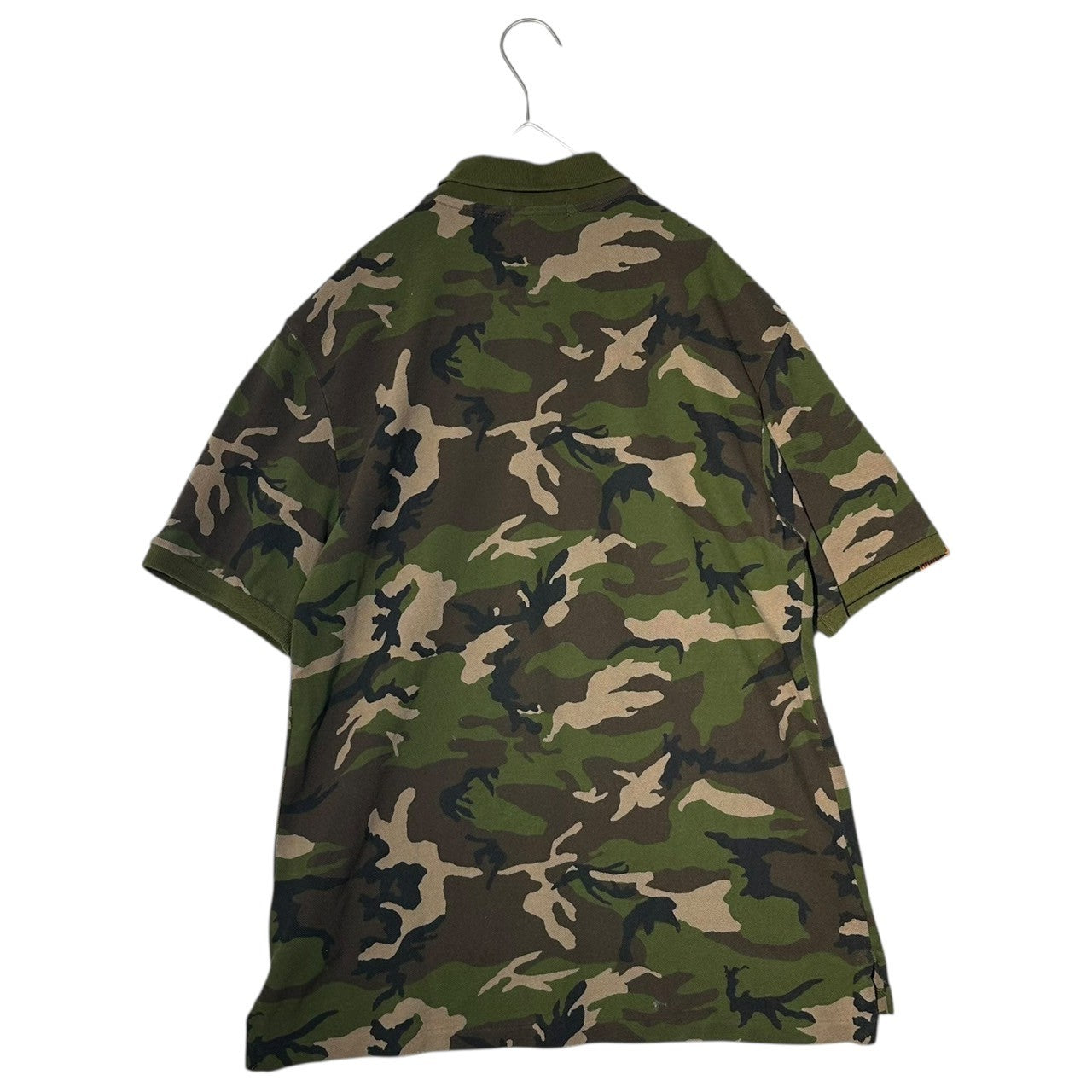 POLO RALPH LAUREN(ポロラルフローレン) Collar Stitching Big Pony Camouflage Short Sleeve Polo Shirt 襟ステッチ ビッグポニー カモフラ 半袖 ポロシャツ XL カーキ