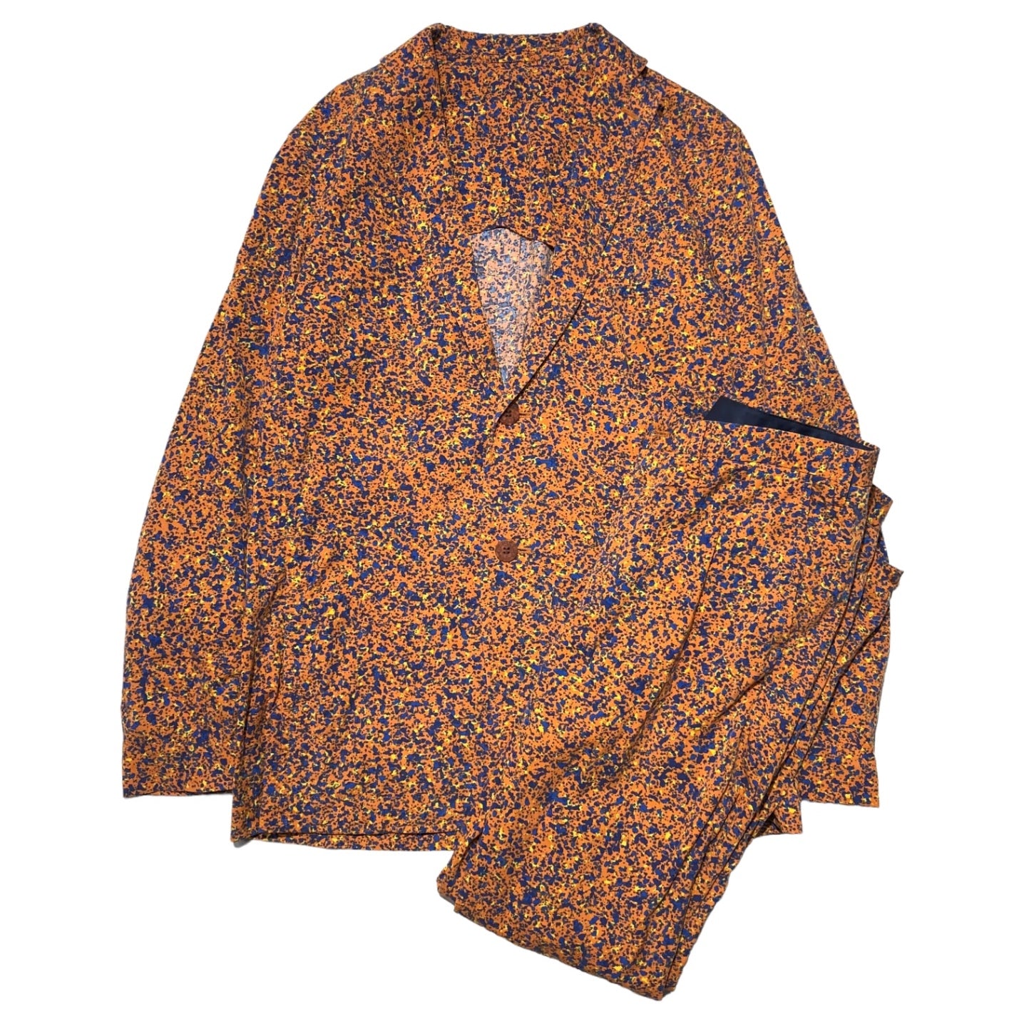 ISSEY MIYAKE MEN(イッセイミヤケメン) 16AW Marble print jacket setup マーブルプリントジャケットセットアップ ME63FD200 ME63FF201 TOP:4(XL) BOTTOM:3(L) オレンジ×ブルー コレクションランウェイ着用品 稀少品