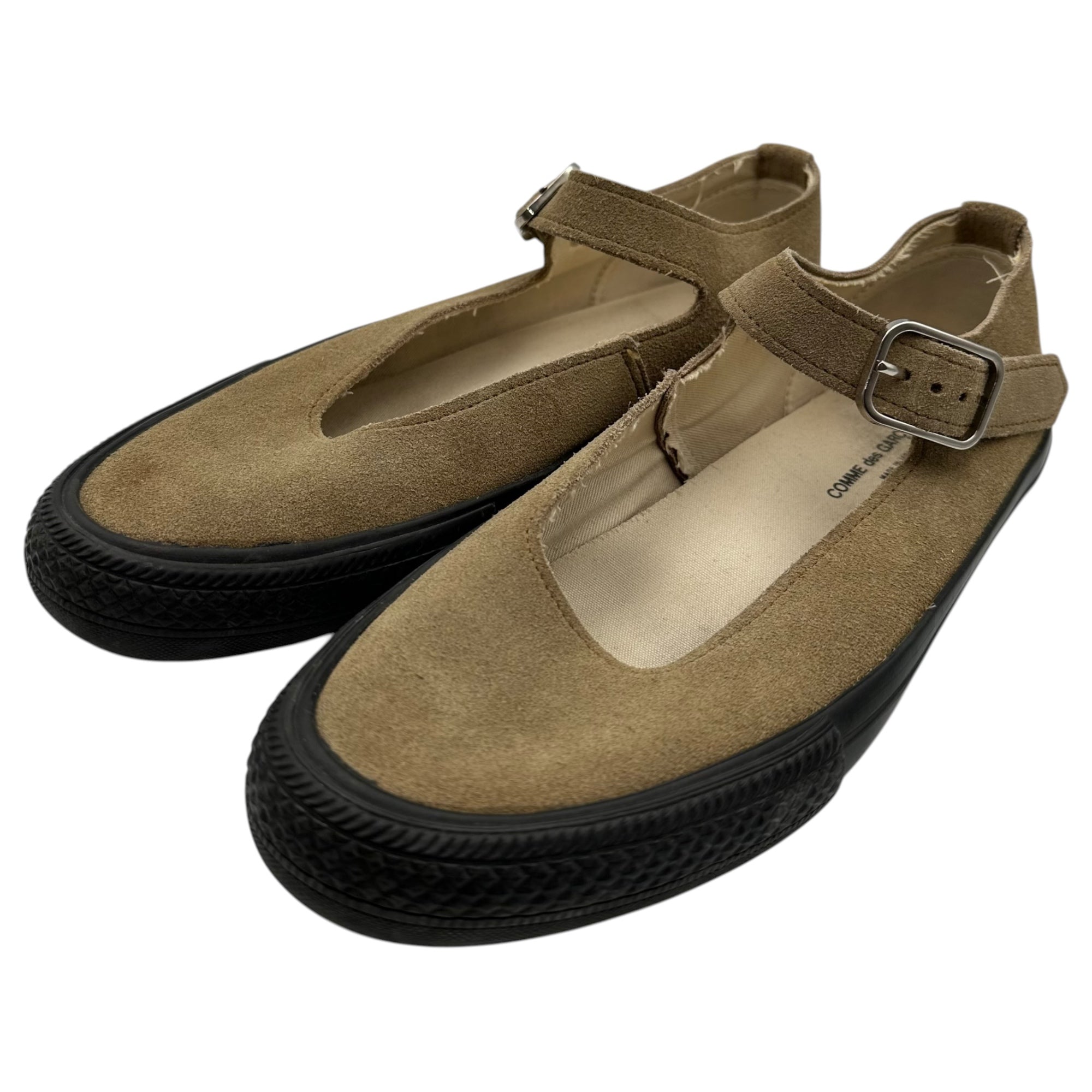 COMME des GARCONS(コムデギャルソン) Suede Mary Jane Flat Sneakers スウェード メリージェーン フラット スニーカー ET06 7(25.0cm) ベージュ×ブラック 男性着用可能