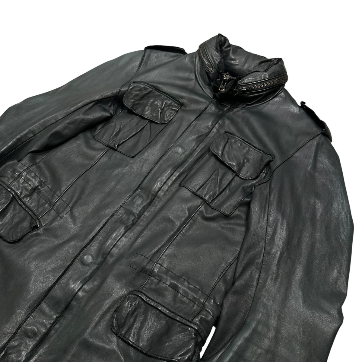 SISSI(シシー) M65-Type Cow-Leather Jacket M65 タイプ カウ レザー ジャケット S ブラック