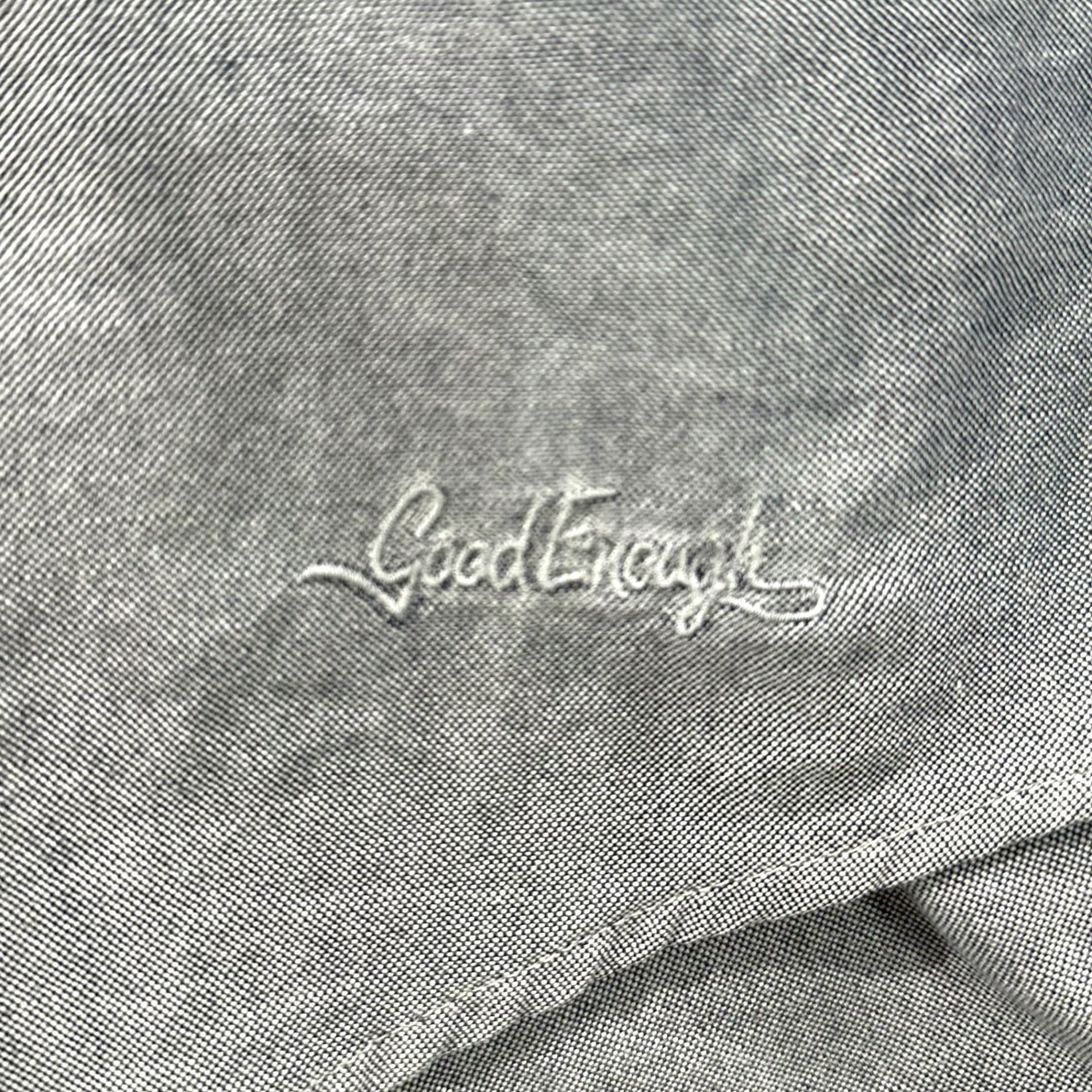 GOODENOUGH(グッドイナフ) 90's Hem Logo Button-Down Dungaree Shirt 90年代 裾 ロゴ ボタンダウン ダンガリー シャツ M ブルー