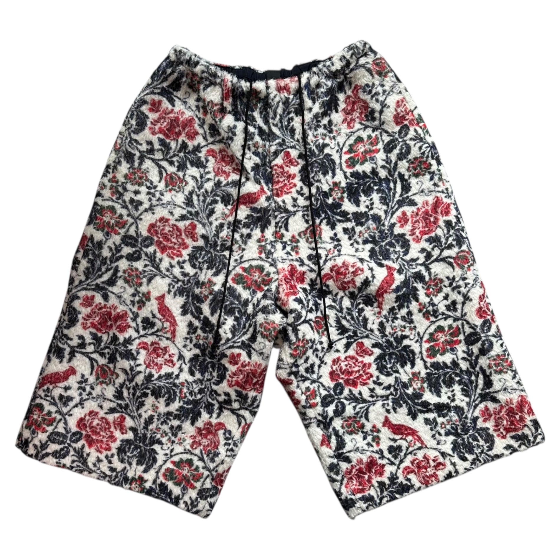 Y's(ワイズ) “Rose” Faux Fur Wide Shorts 「薔薇」 フェイクファー ワイド ショーツ YR-P10-124 2(M程度) ホワイト×レッド 男性着用可能サイズ