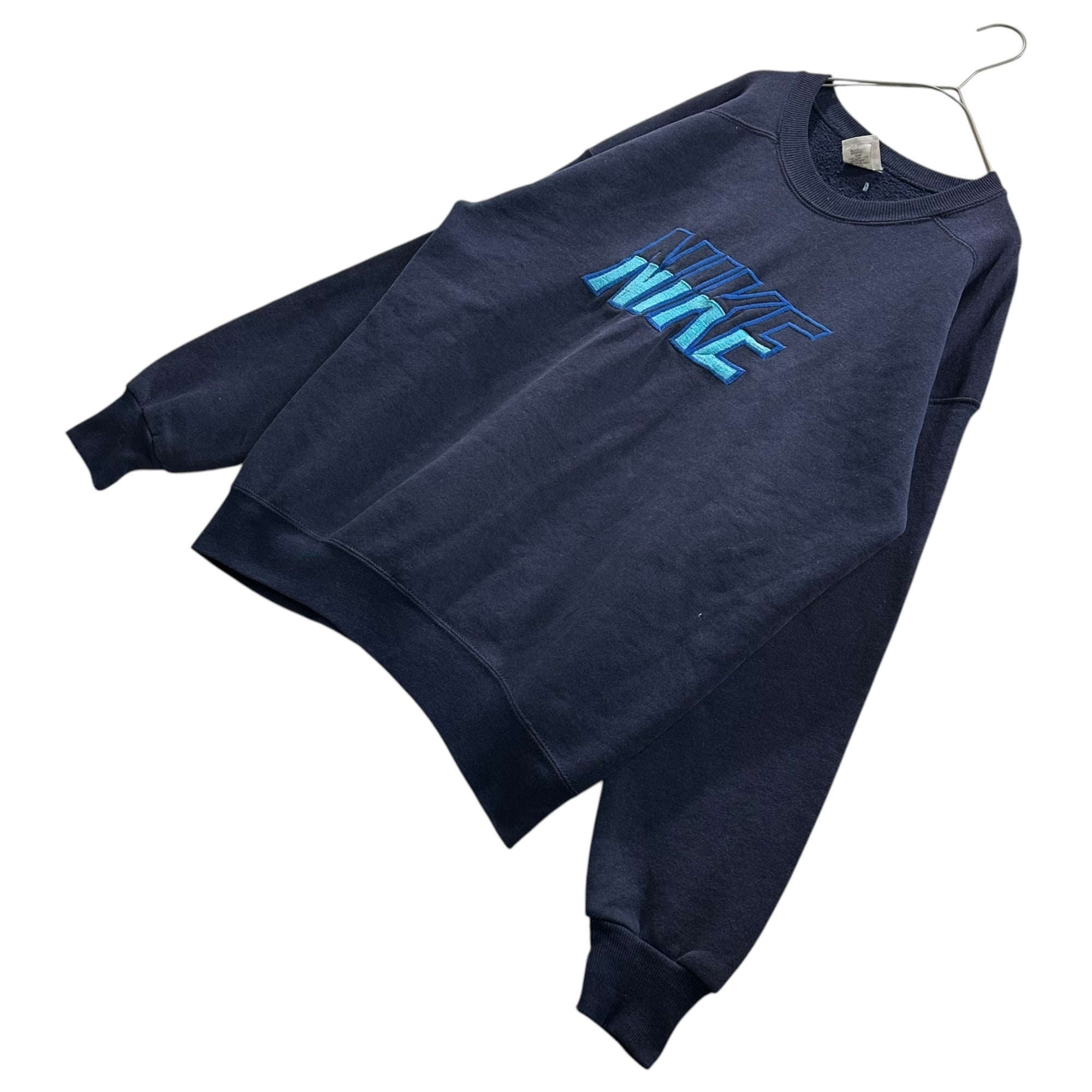 NIKE(ナイキ) 90's USA made Logo Embroidered Crew Neck Sweatshirt ロゴ 刺繍 クルーネック スウェット L ネイビー 90年代 ヴィンテージ 白タグ