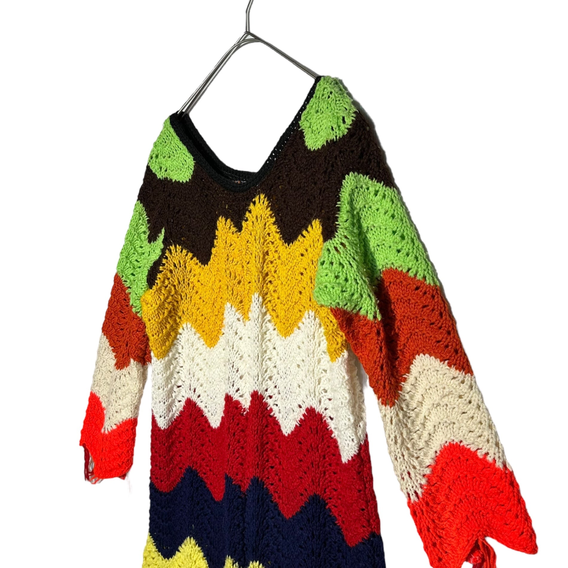 US VINTAGE(アメリカヴィンテージ) 70's Vintage Crochet Knit Dress ヴィンテージ クロシェ マキシ ワンピース FREE マルチカラー 推定70年代 ロング