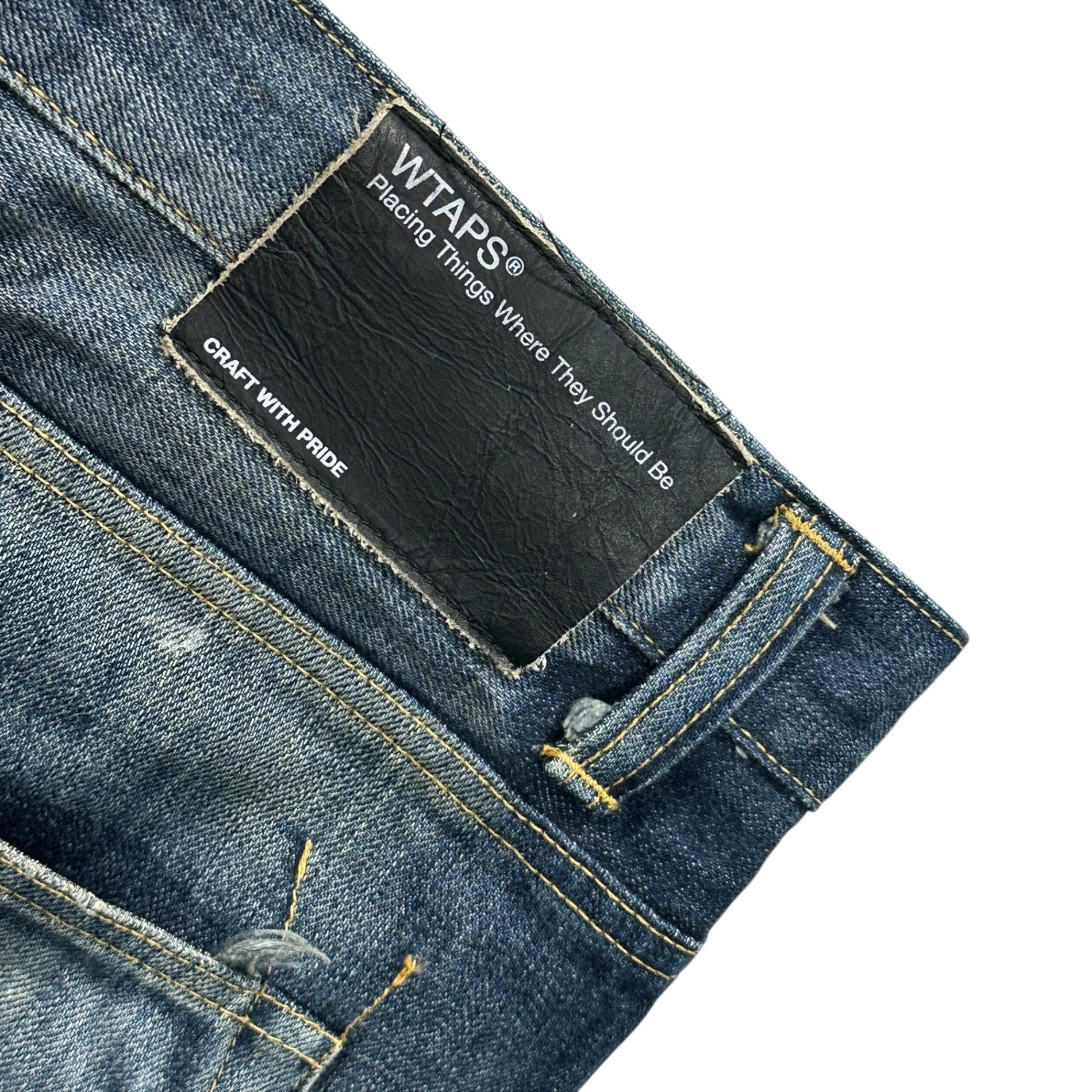 WTAPS(ダブルタップス) 11AW BLUES SKINNY TROUSERS COTTON DENIM TRASH ブルース スキニー パンツ コットン デニム トラッシュ 112GWDT-PTM07 M インディゴ ペンキ ヴィンテージ加工
