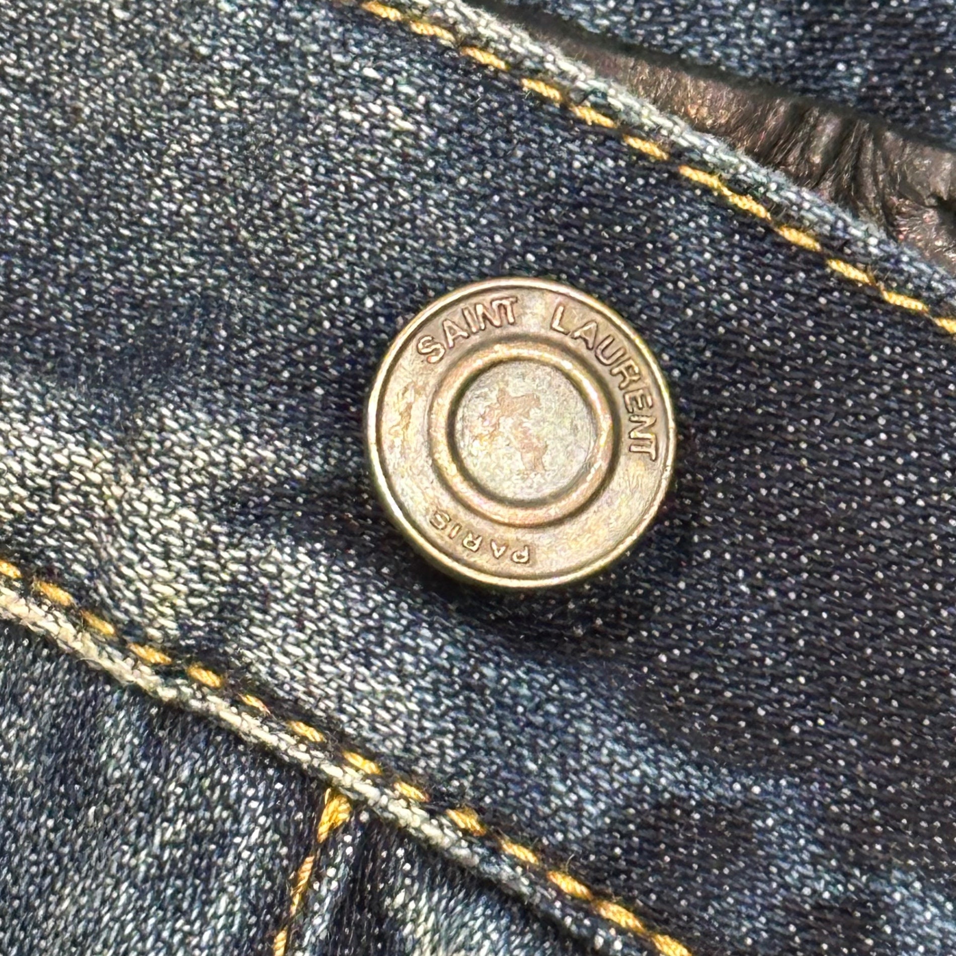 SAINT LAURENT PARIS (サンローランパリ) 13AW By Hedi Slimane Slim-Fit Denim Pants エディ期 ペンキ ダメージ 加工 スリム フィット デニム パンツ 325869 29 インディゴ スキニー
