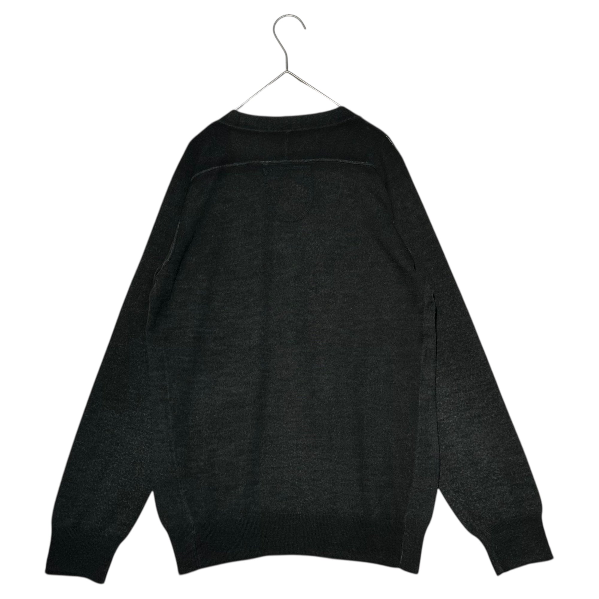 MARITHE FRANCOIS GIRBAUD(マリテフランソワジルボー)  00's Trompe l'oeil Wool Knit Cardigan トロンプルイユ ウール ニット カーディガン M7-8267 L ブラック Y2K だまし絵