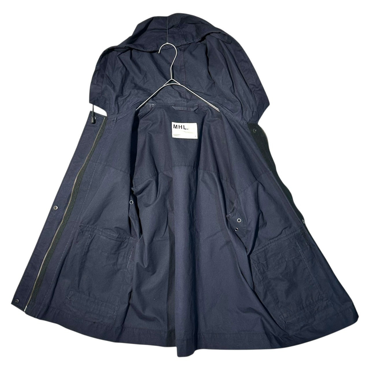 MHL.(マーガレットハウエル) WASHED WAXED COTTON Mountain Parka ウォッシュド ワックス コットン マウンテン パーカー 595-8225504 1(S程度) ネイビー